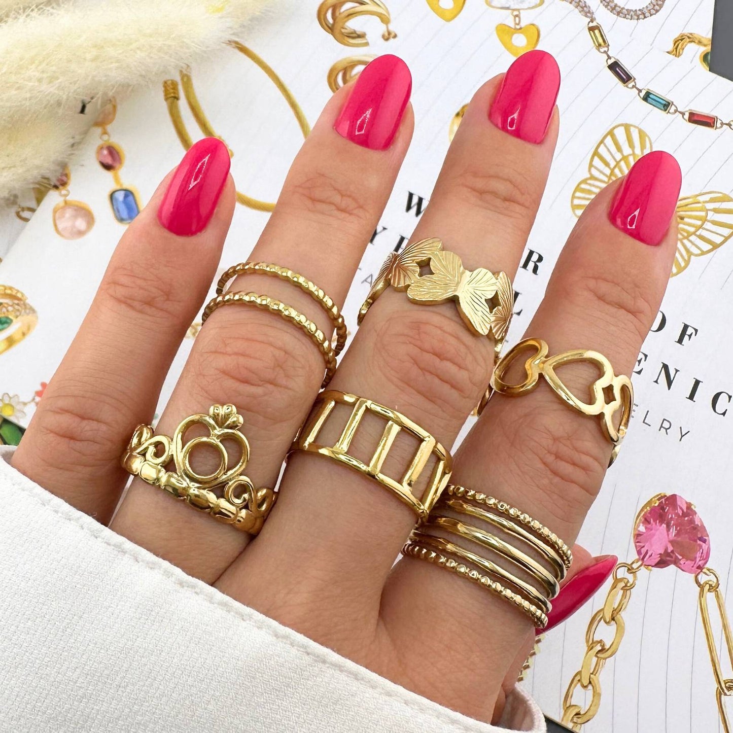 18K gold plated Stainless steel Butterflies finger ring, Intensity 88562-0
