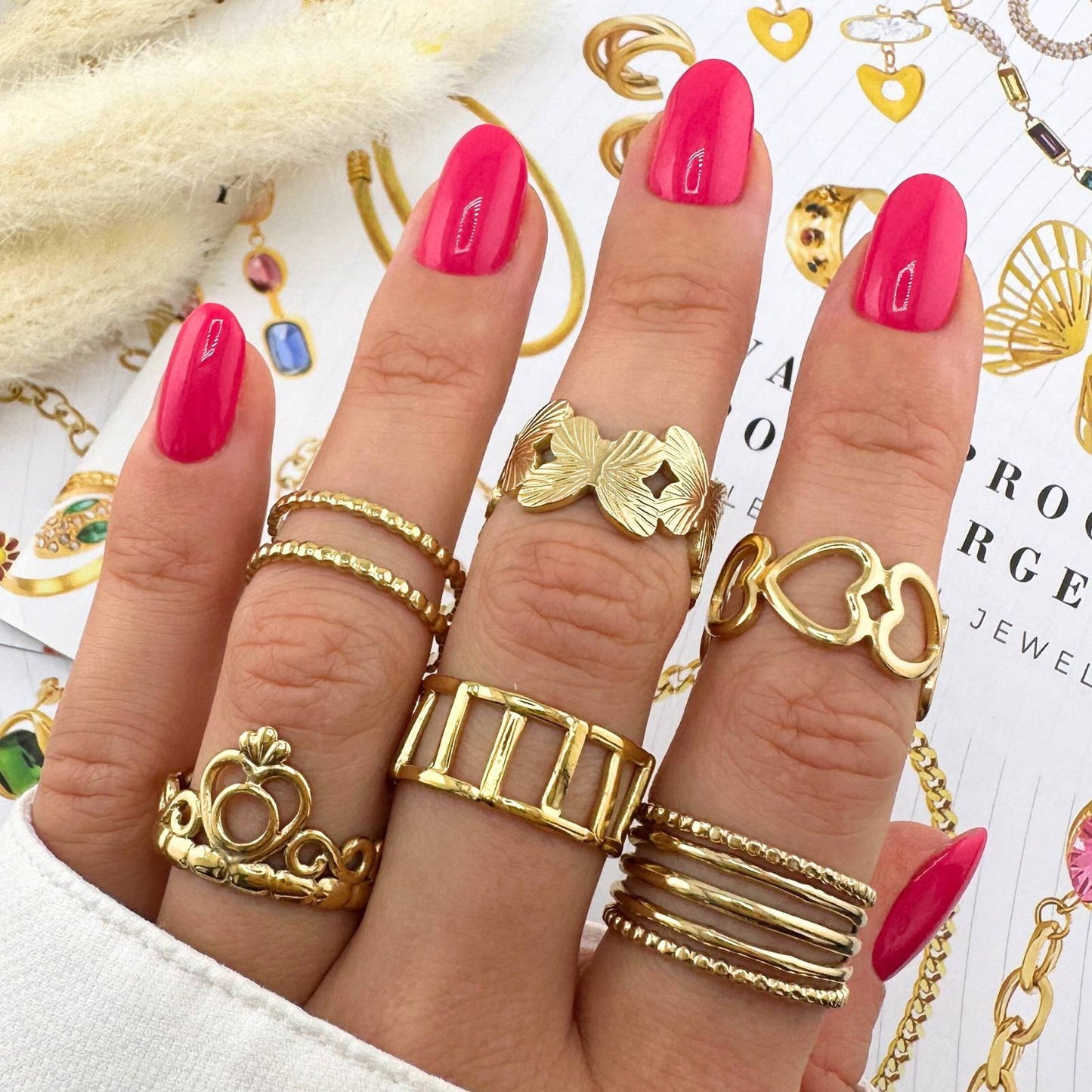 18K gold plated Stainless steel Butterflies finger ring, Intensity 88562-0