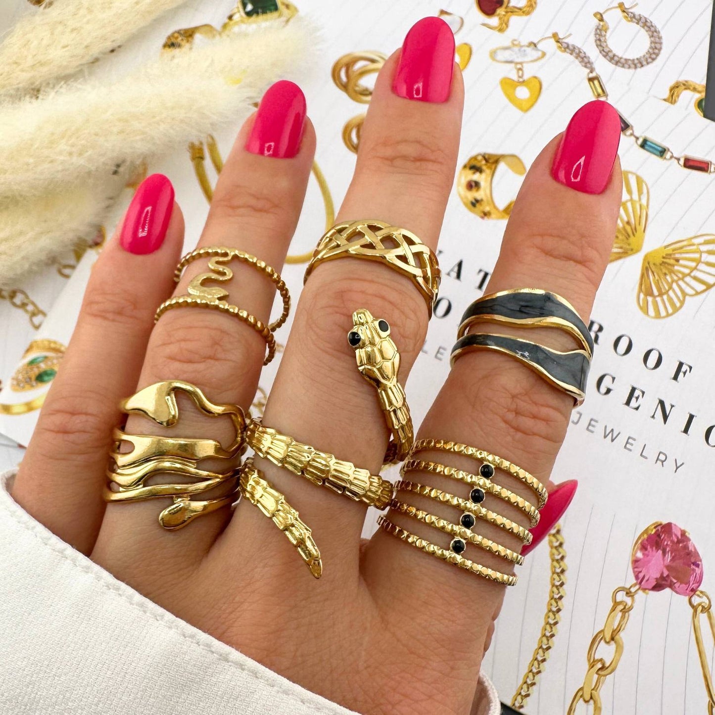 18K gold plated Stainless steel snake finger ring, Intensity 88658-0