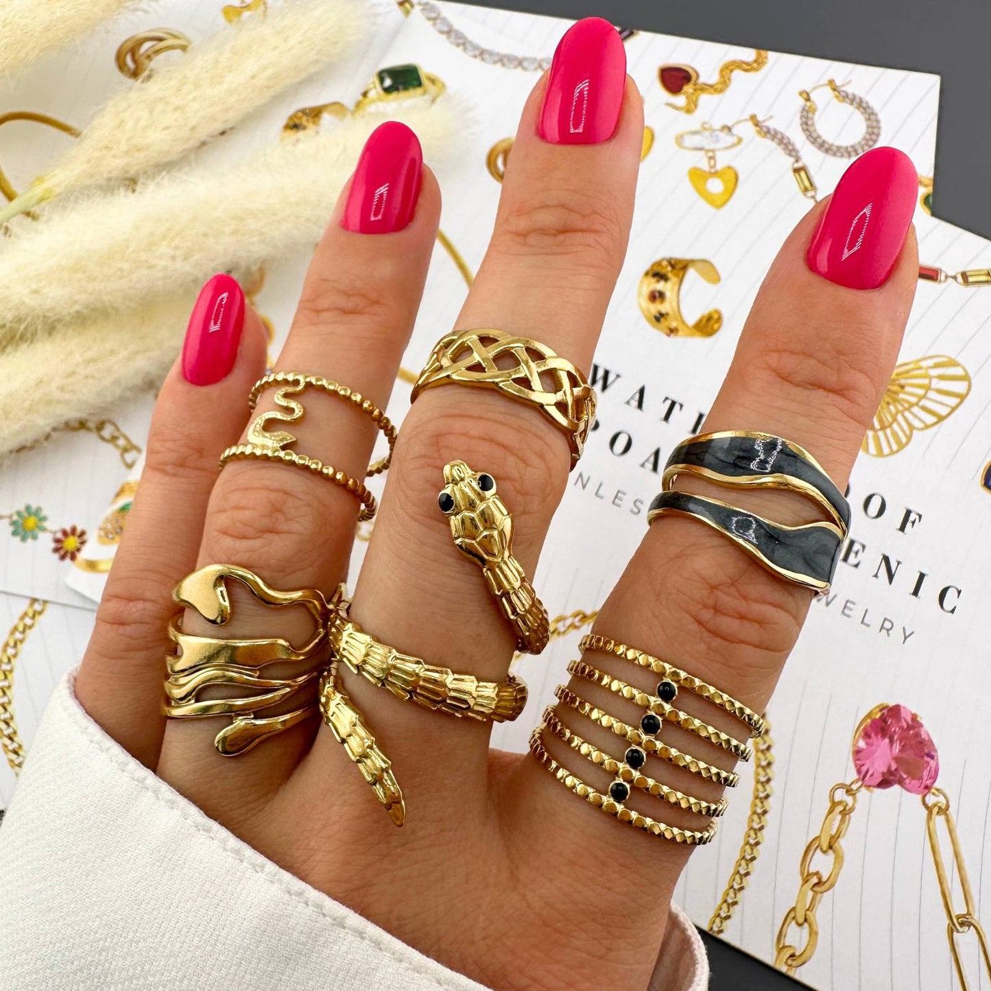18K gold plated Stainless steel snake finger ring, Intensity 88658-0