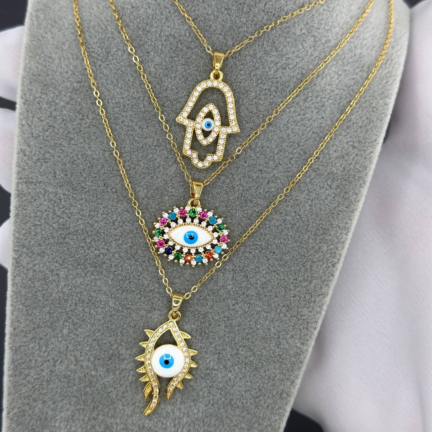 18K gold plated Stainless steel evil eye necklace, Intensity 88327-0