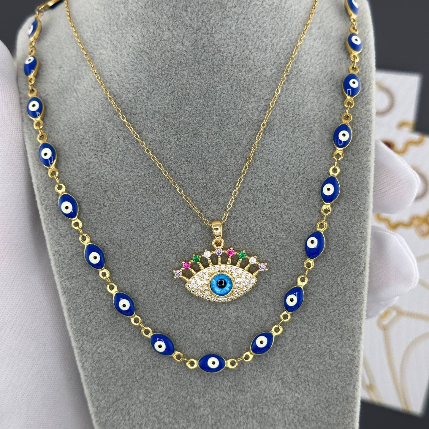 18K gold plated Stainless steel Evil Eye necklace, Intensity 88320-0