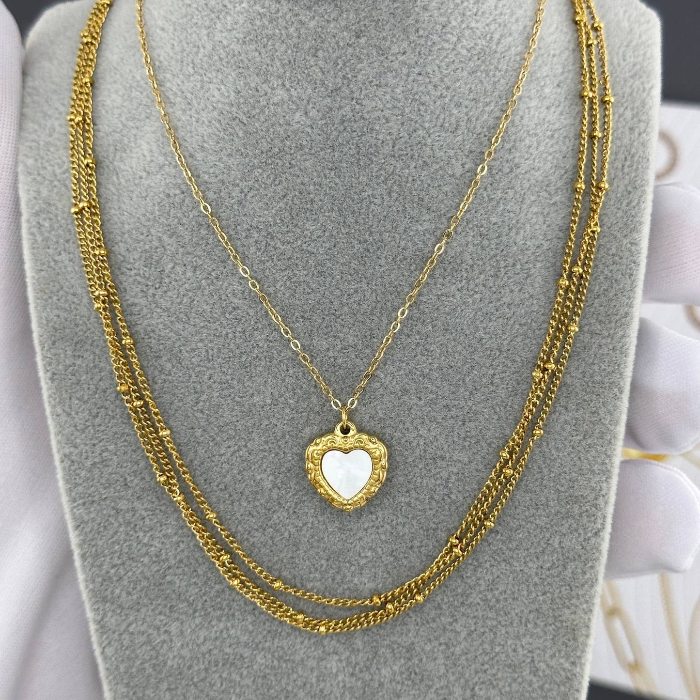 18K gold plated Stainless steel Hearts necklace, Intensity 87818-0