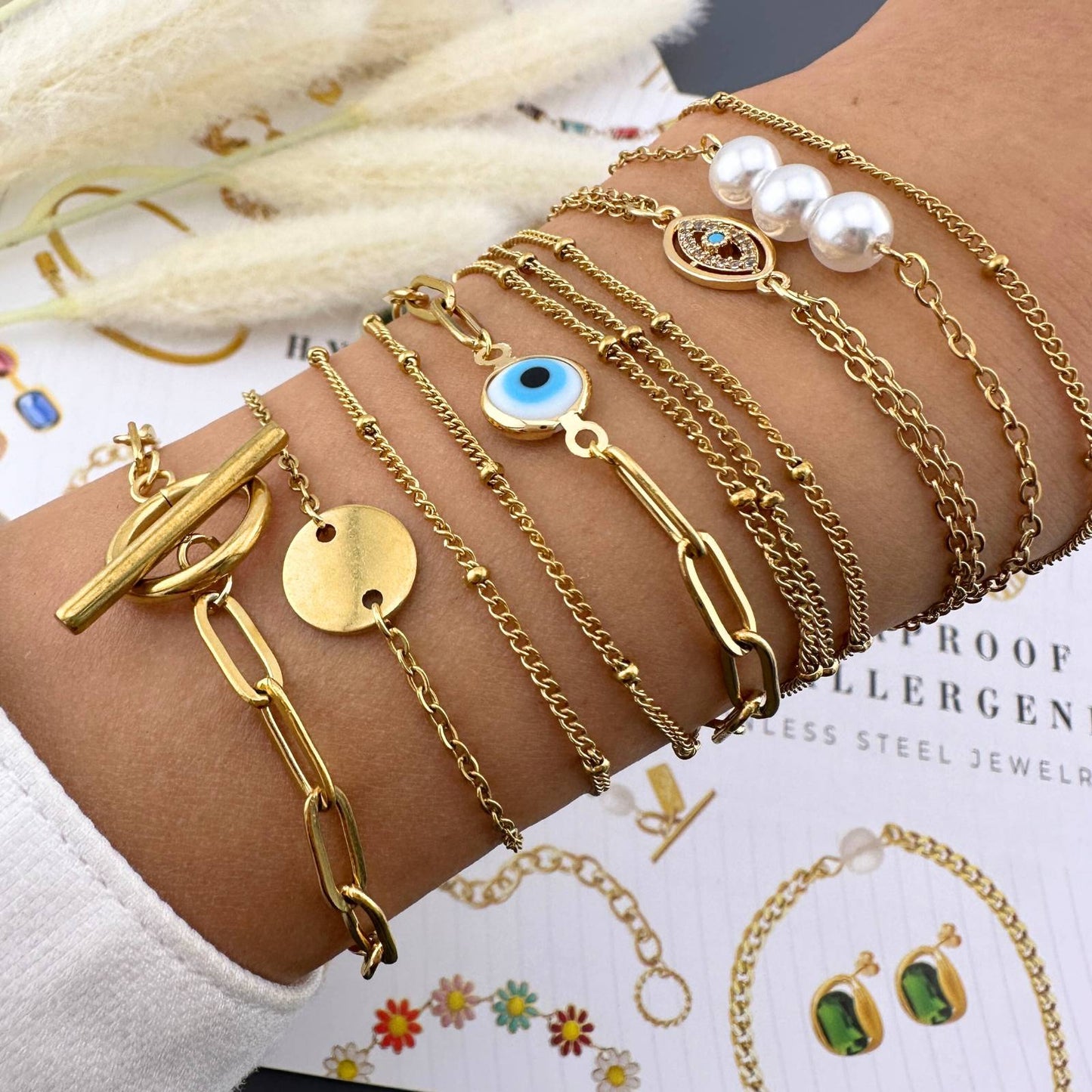 18K gold plated Stainless steel Evil Eye bracelet, Intensity 87175-0
