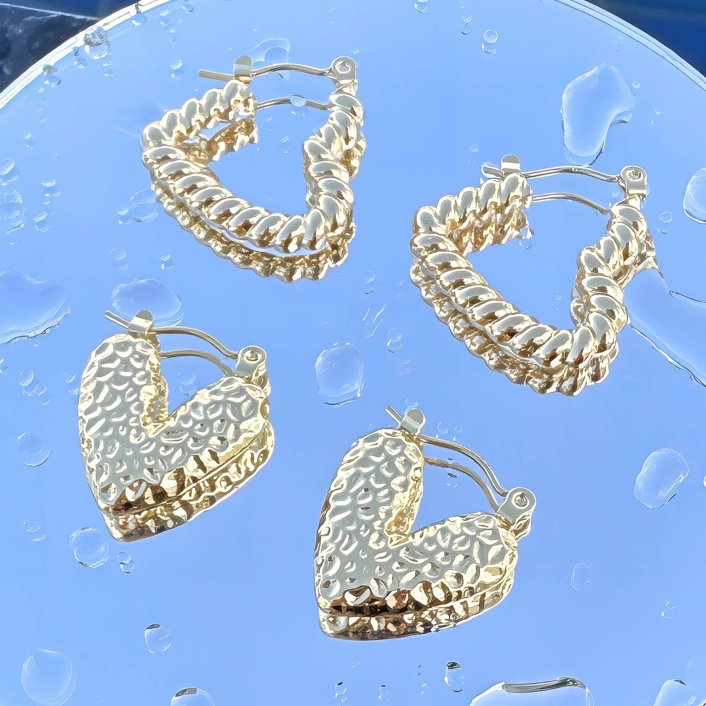 18K gold plated Stainless steel Hearts earrings, Intensity 89304-0