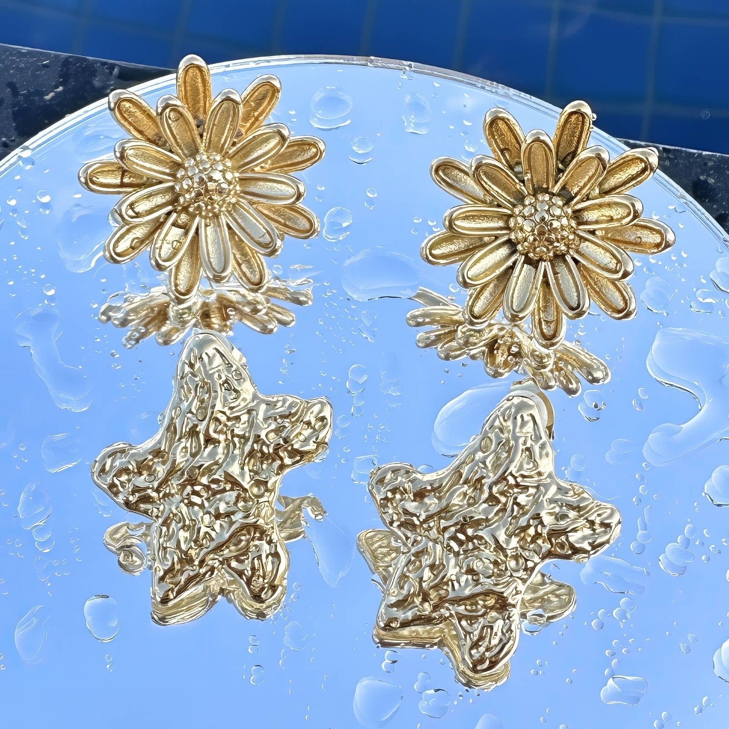 18K gold plated Stainless steel Flowers earrings, Intensity 87262-0