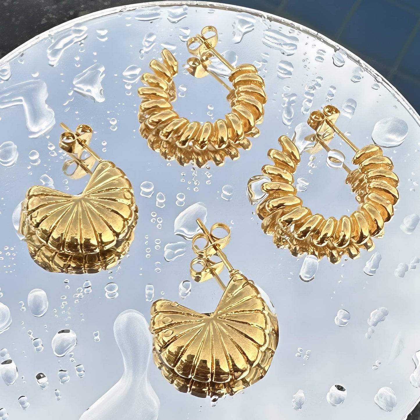 18K gold plated Stainless steel Spiral earrings, Intensity 87278-0