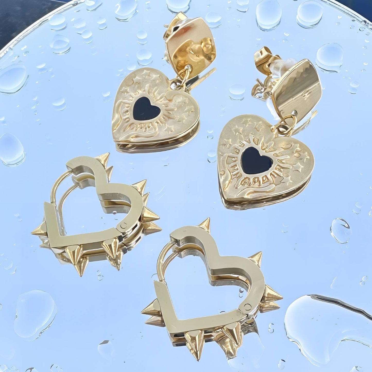 18K gold plated Stainless steel Heart earrings, Intensity 87225-0