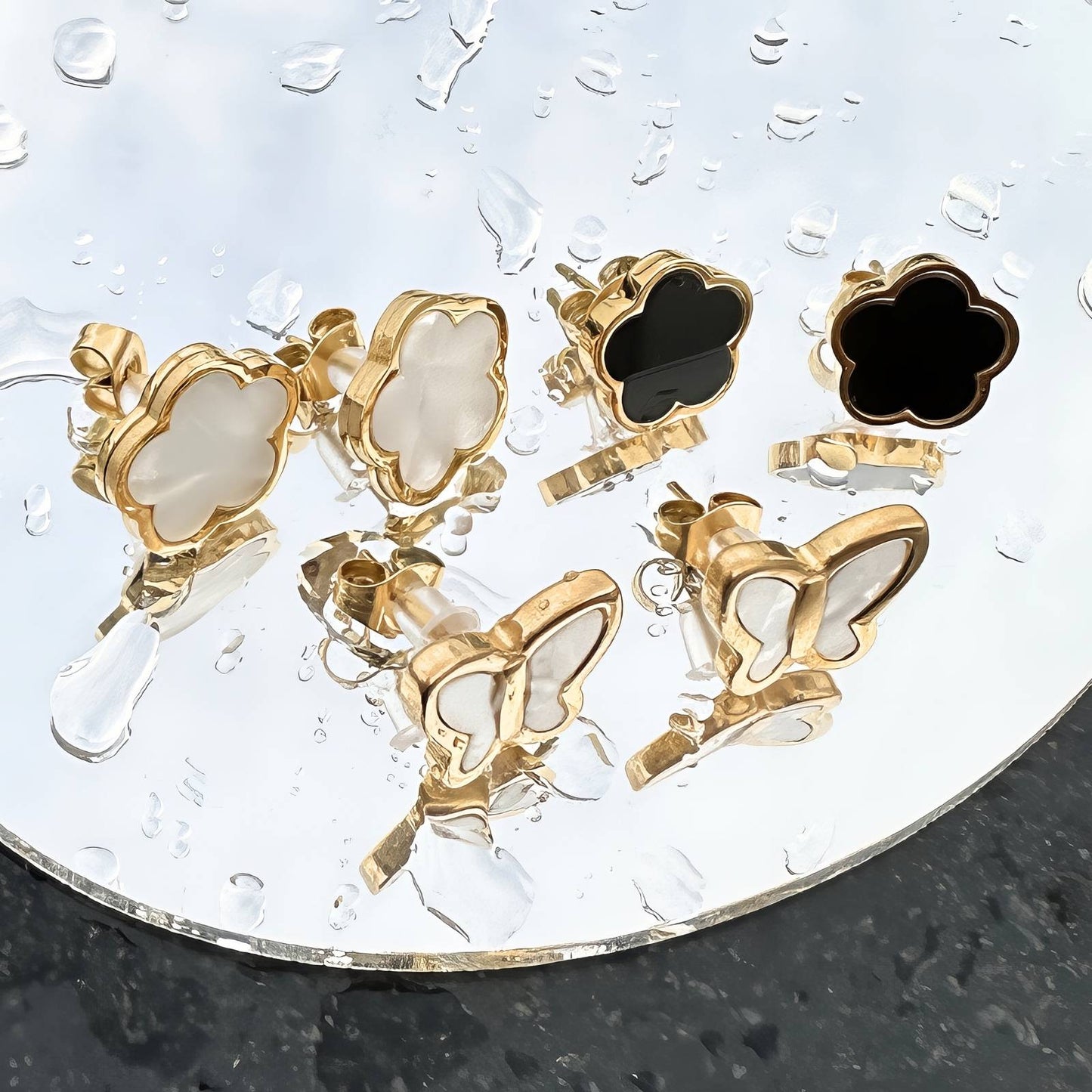 18K gold plated Stainless steel Flowes earrings, Intensity 87714-0