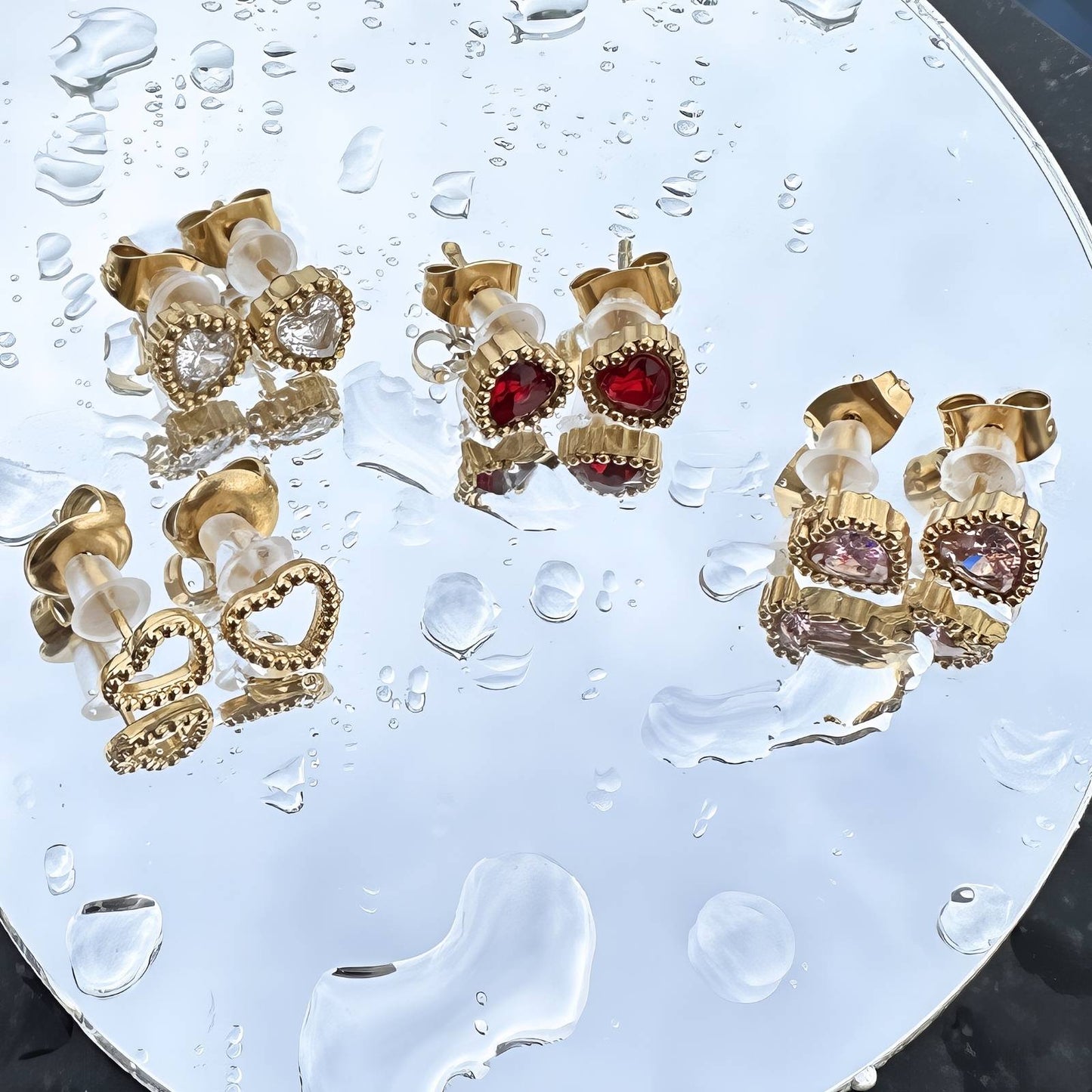 18K gold plated Stainless steel Hearts earrings, Intensity 89313-0