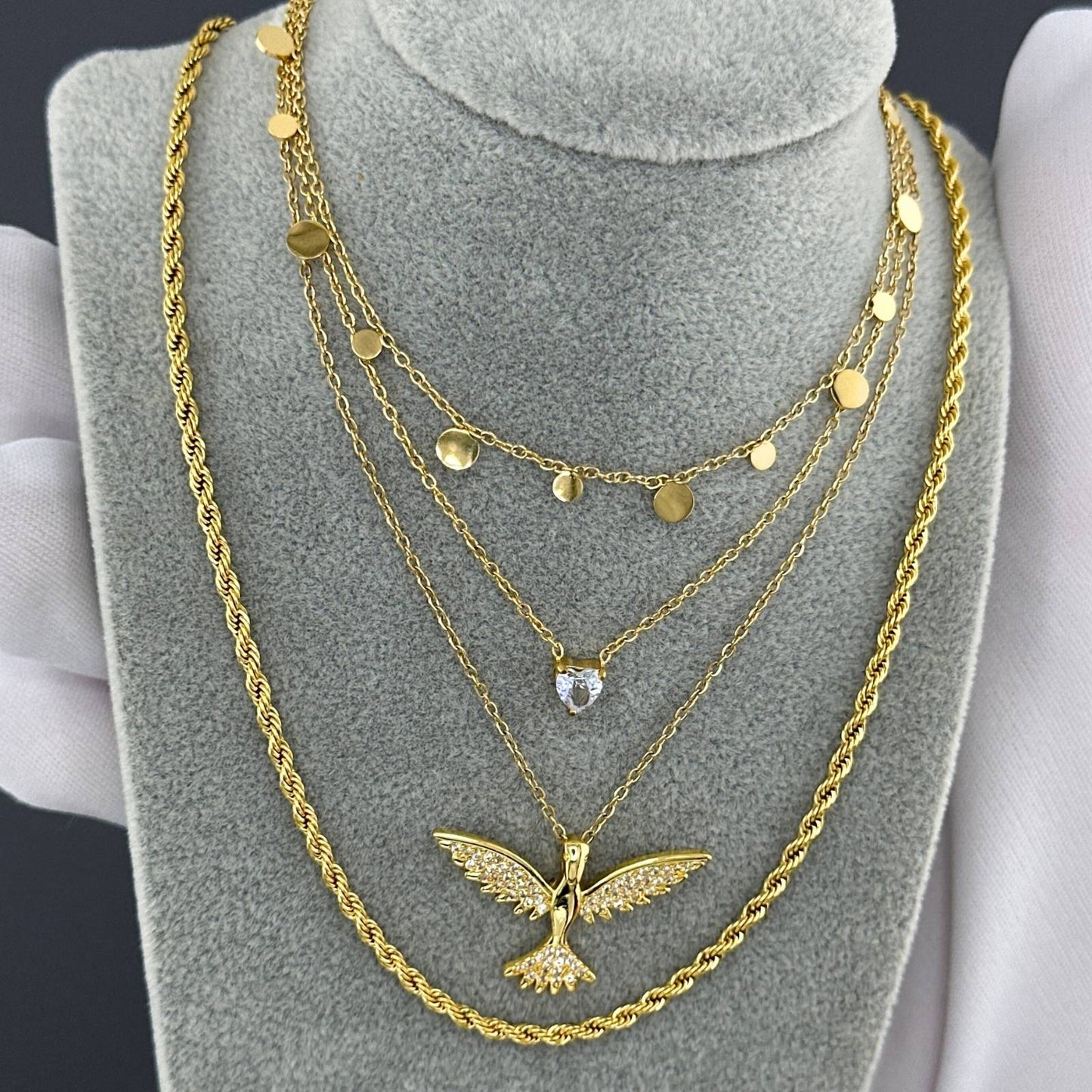 18K gold plated Stainless steel Bird necklace, Intensity88389-0