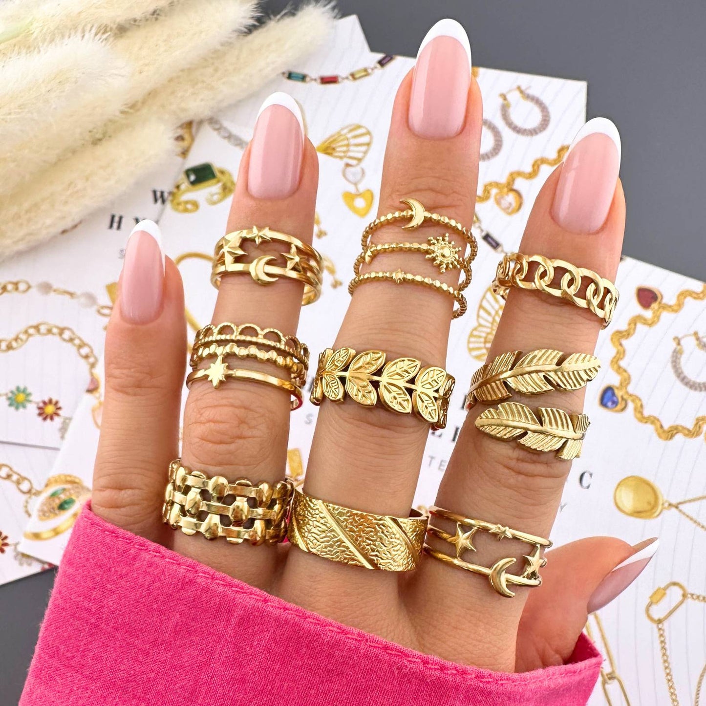 18K gold plated Stainless steel Astrology finger ring, Intensity 87612-0
