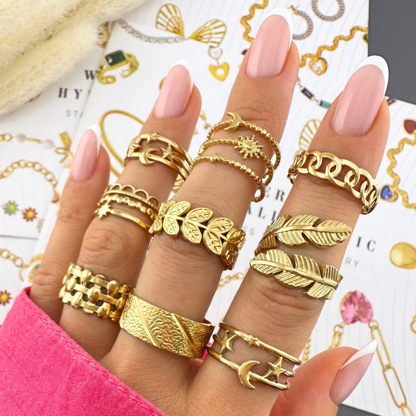 18K gold plated Stainless steel Astrology finger ring, Intensity 87612-0