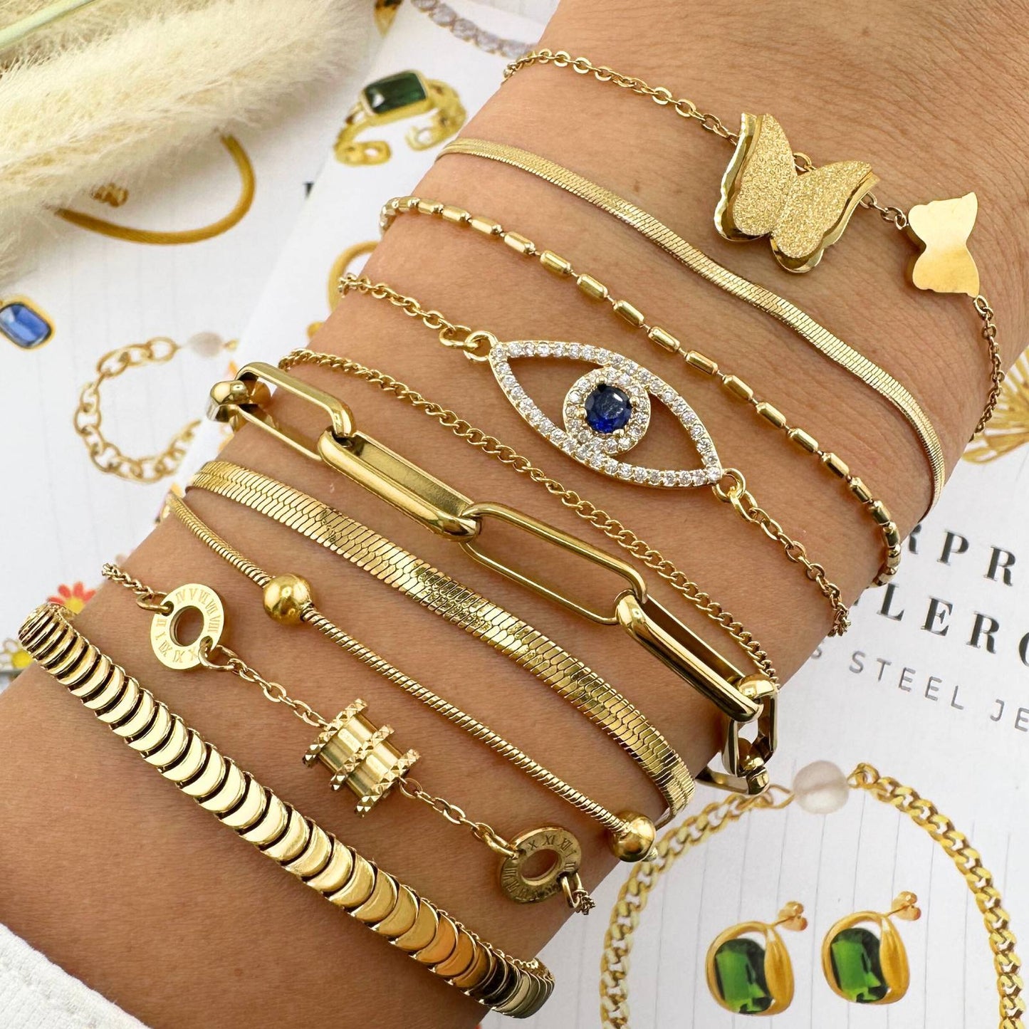 18K gold plated Stainless steel Evil Eye bracelet, Intensity 87177-0