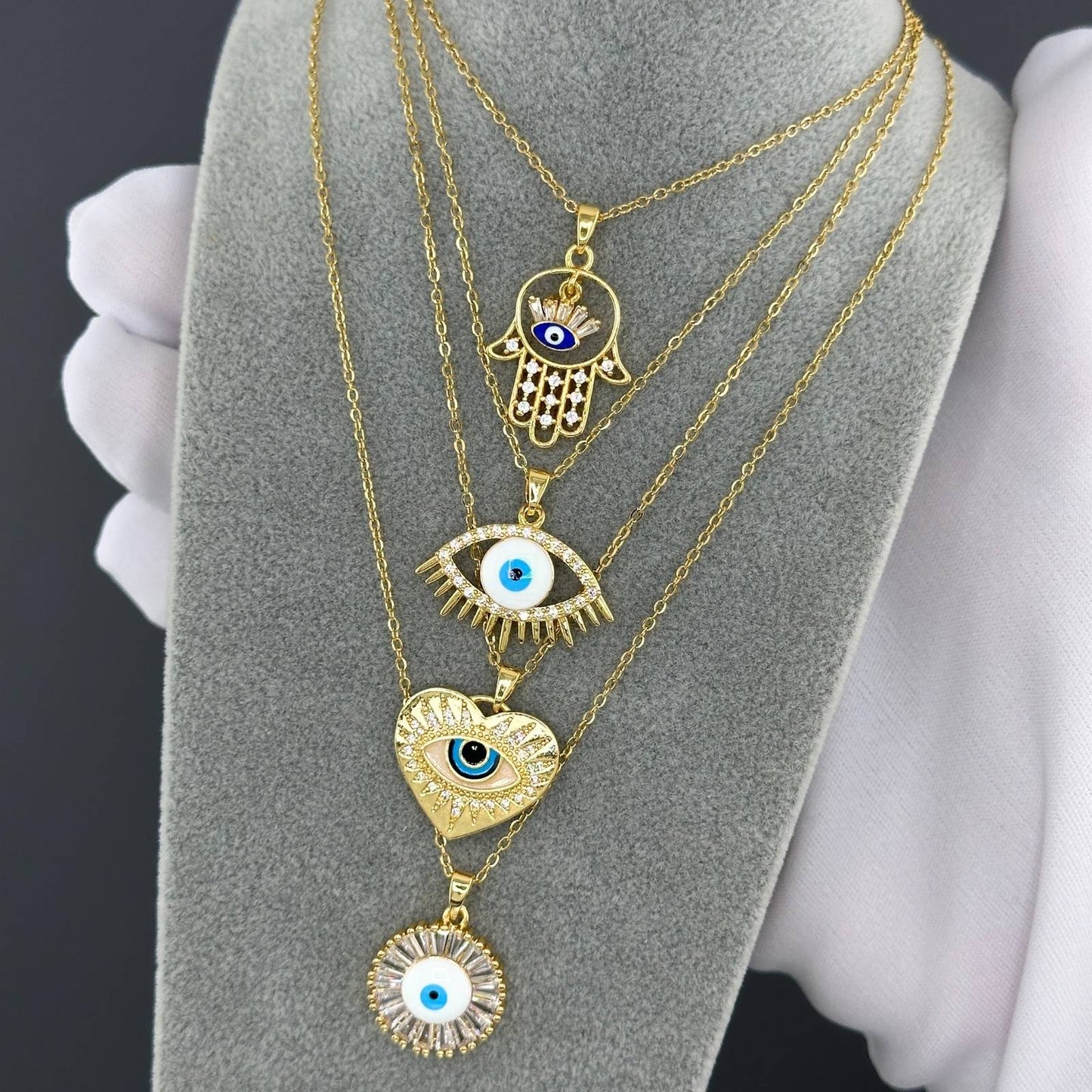 18K gold plated Stainless steel Evil Eye necklace, Ellis jewellery 88317-0