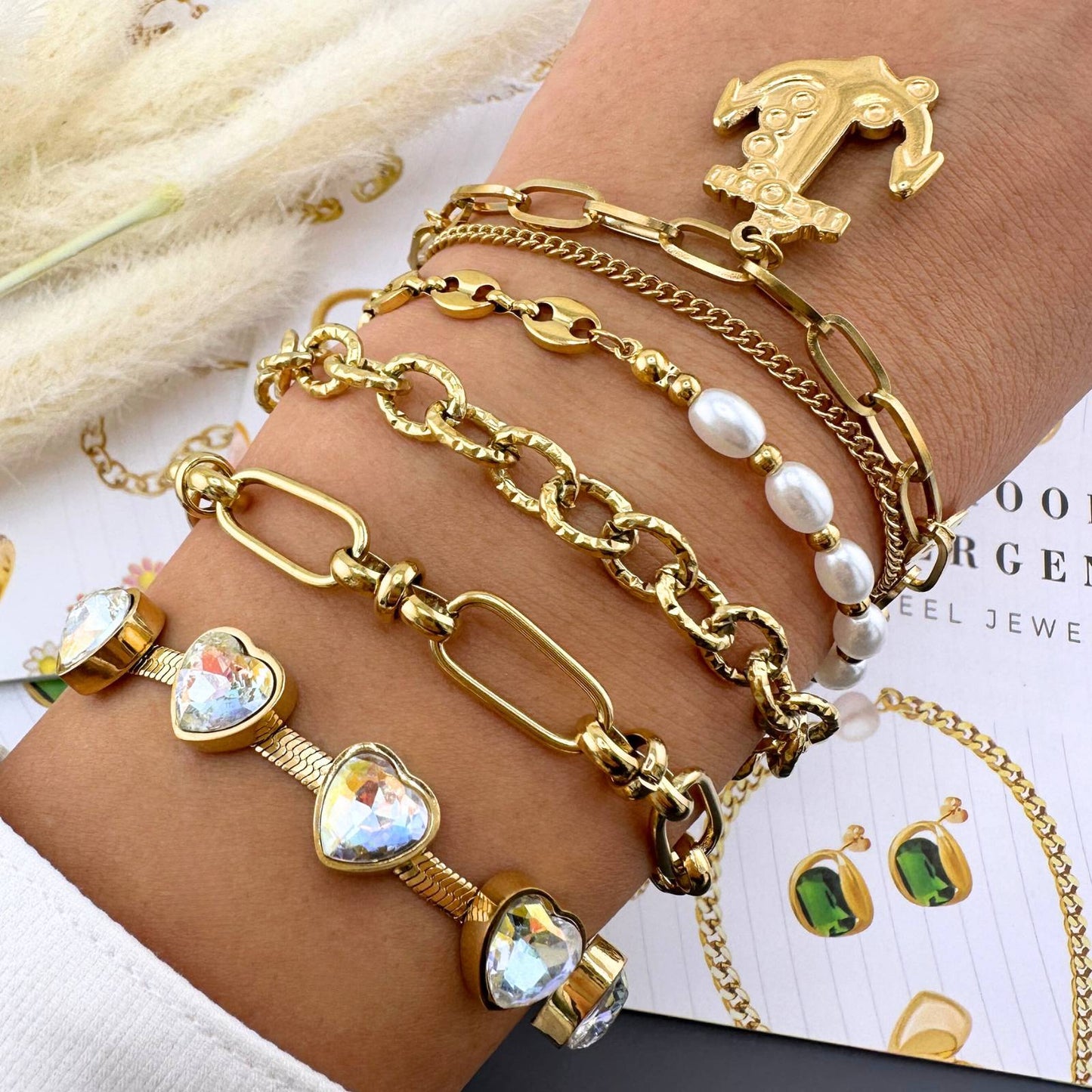 18K gold plated Stainless steel Anchor bracelet, Intensity 89207-0