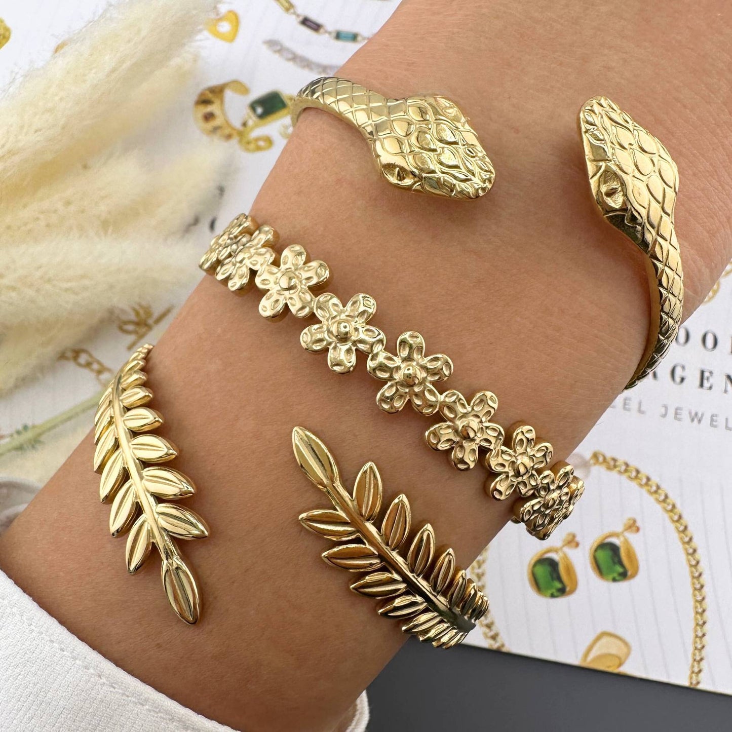18K gold plated Stainless steel Flowers bracelet, Intensity 87663-0