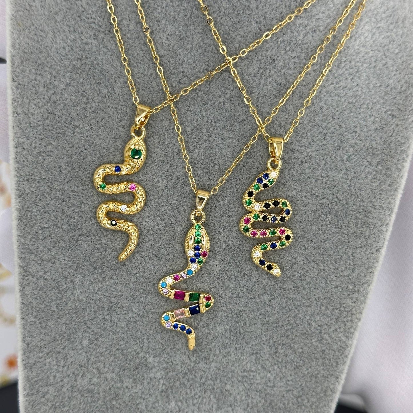 18K gold plated Stainless steel Snake necklace, Ellis jewellery 88315-0