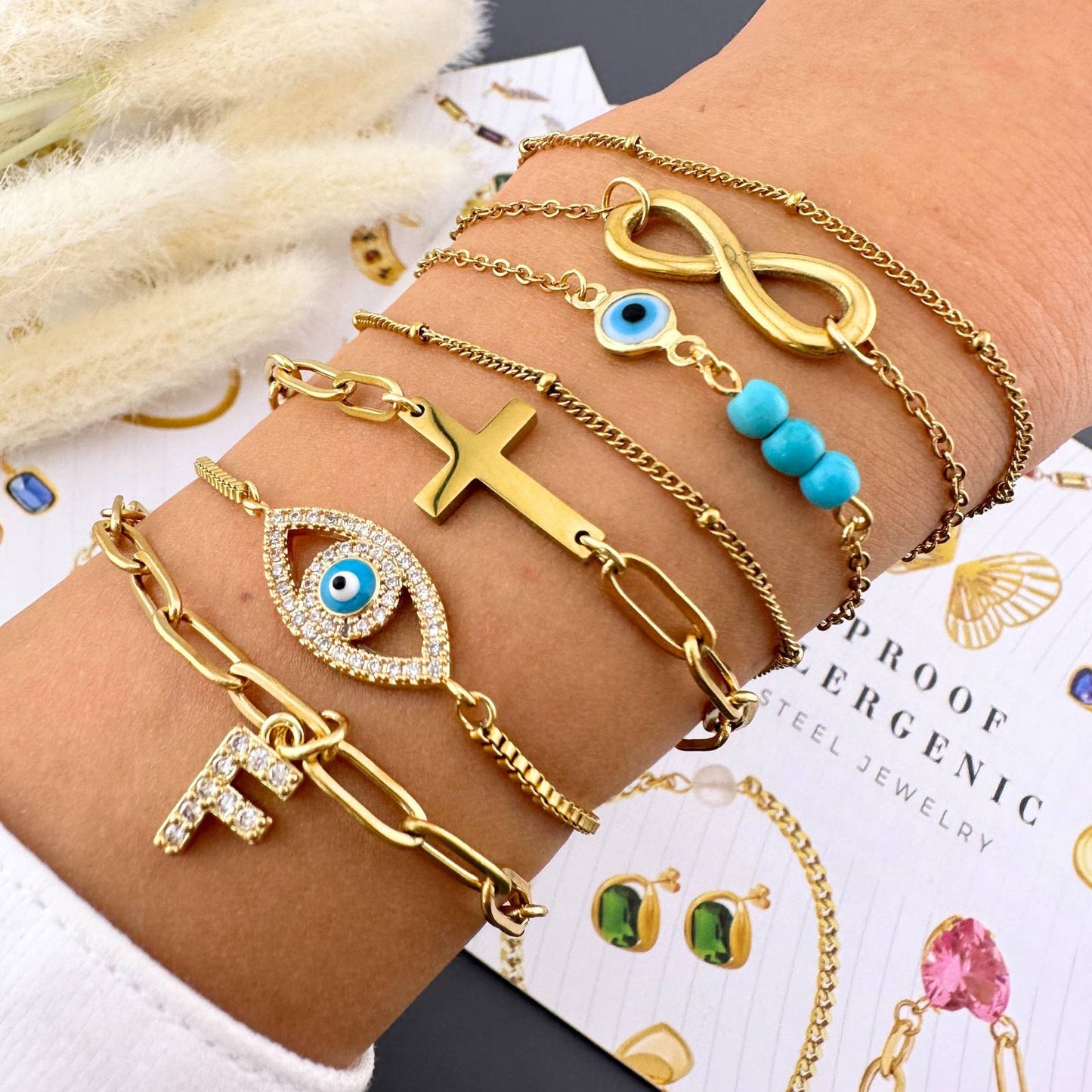 18K gold plated Stainless steel Evil Eye bracelet, Intensity 87184-0
