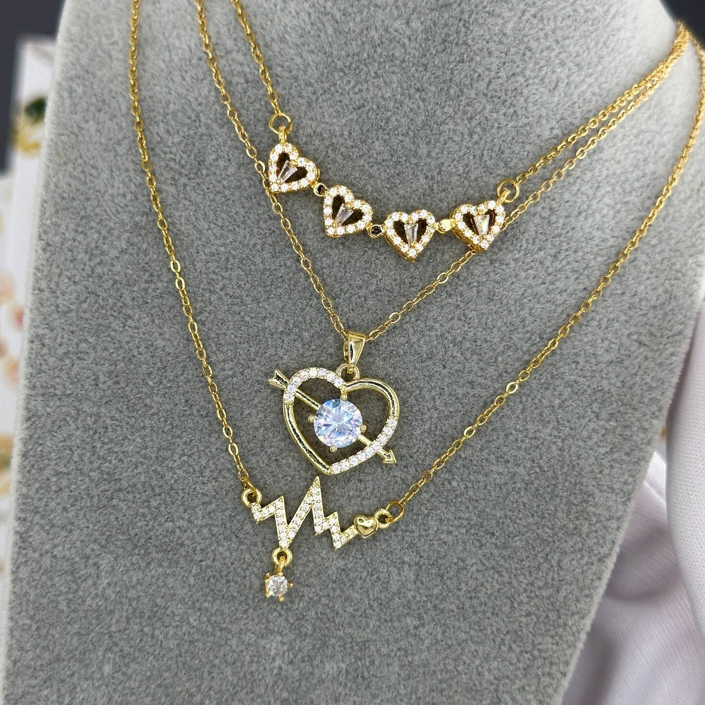 18K gold plated Stainless steel Heart necklace, Ellis jewellery 88308-0