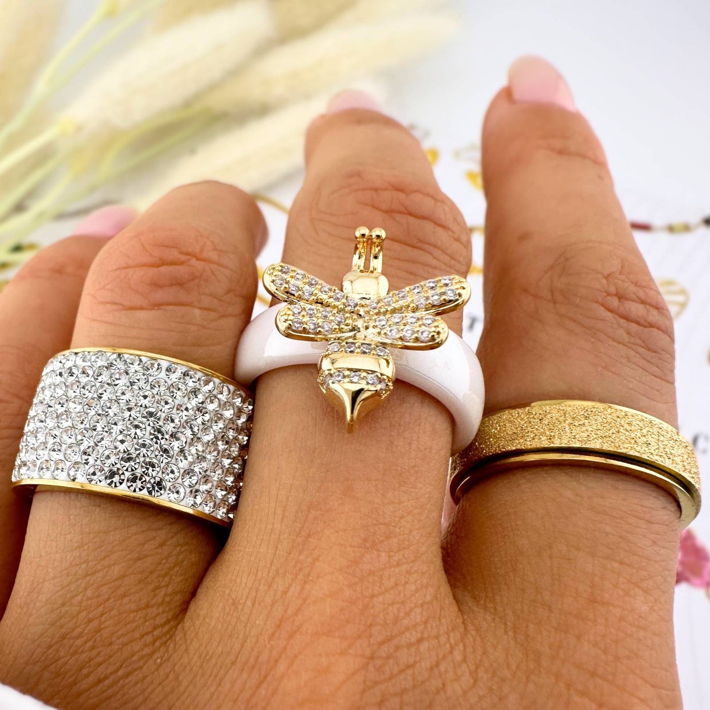 18K gold plated Stainless steel finger ring, Intensity 88133-0-7
