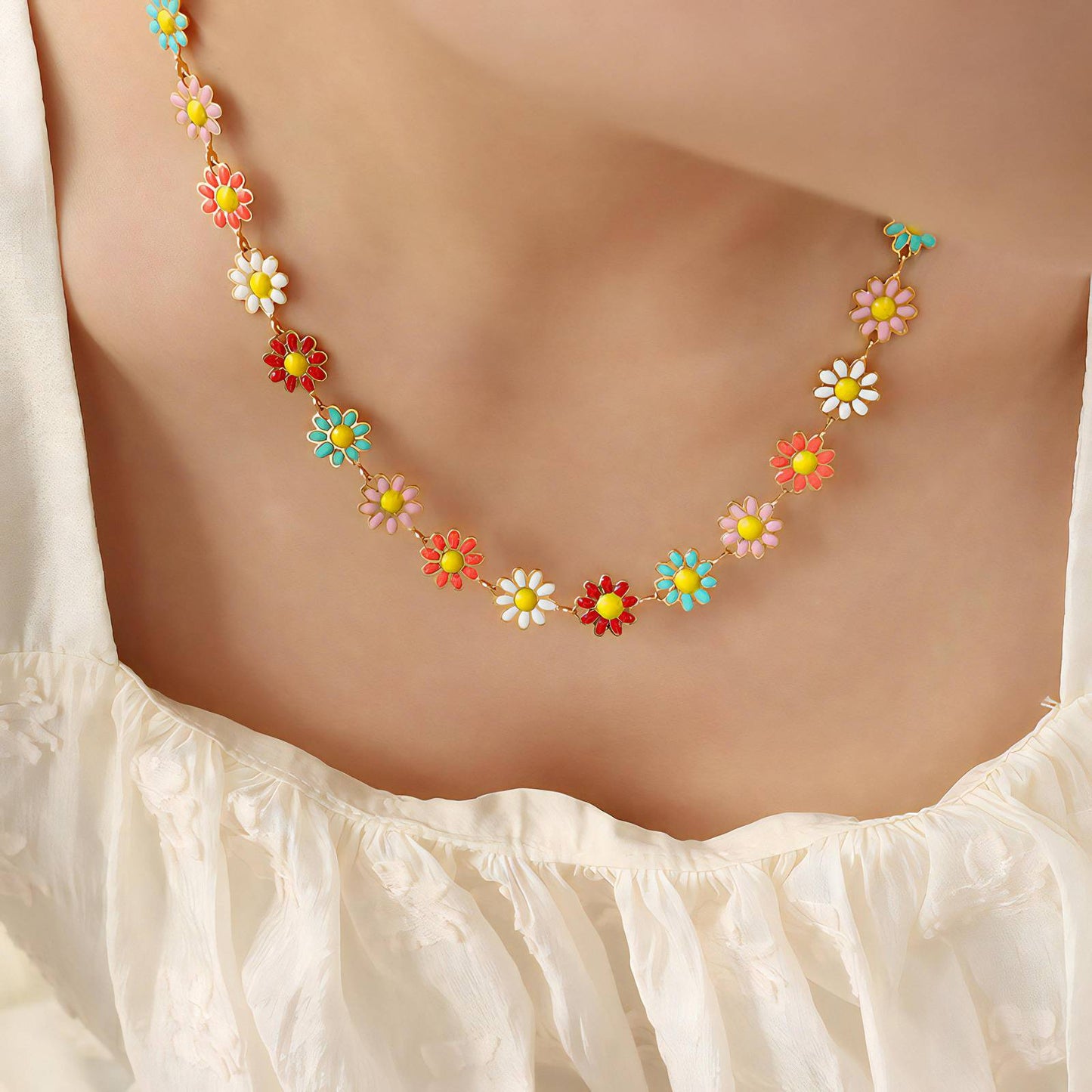 18K gold plated Stainless steel Flowers necklace, Intensity 87565-0