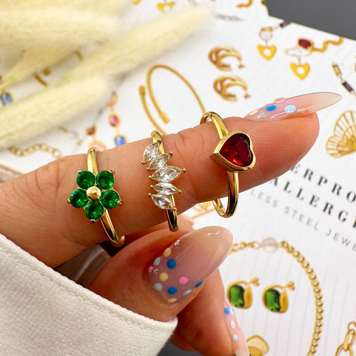 18K gold plated Stainless steel Flower finger ring, Intensity 89353-0