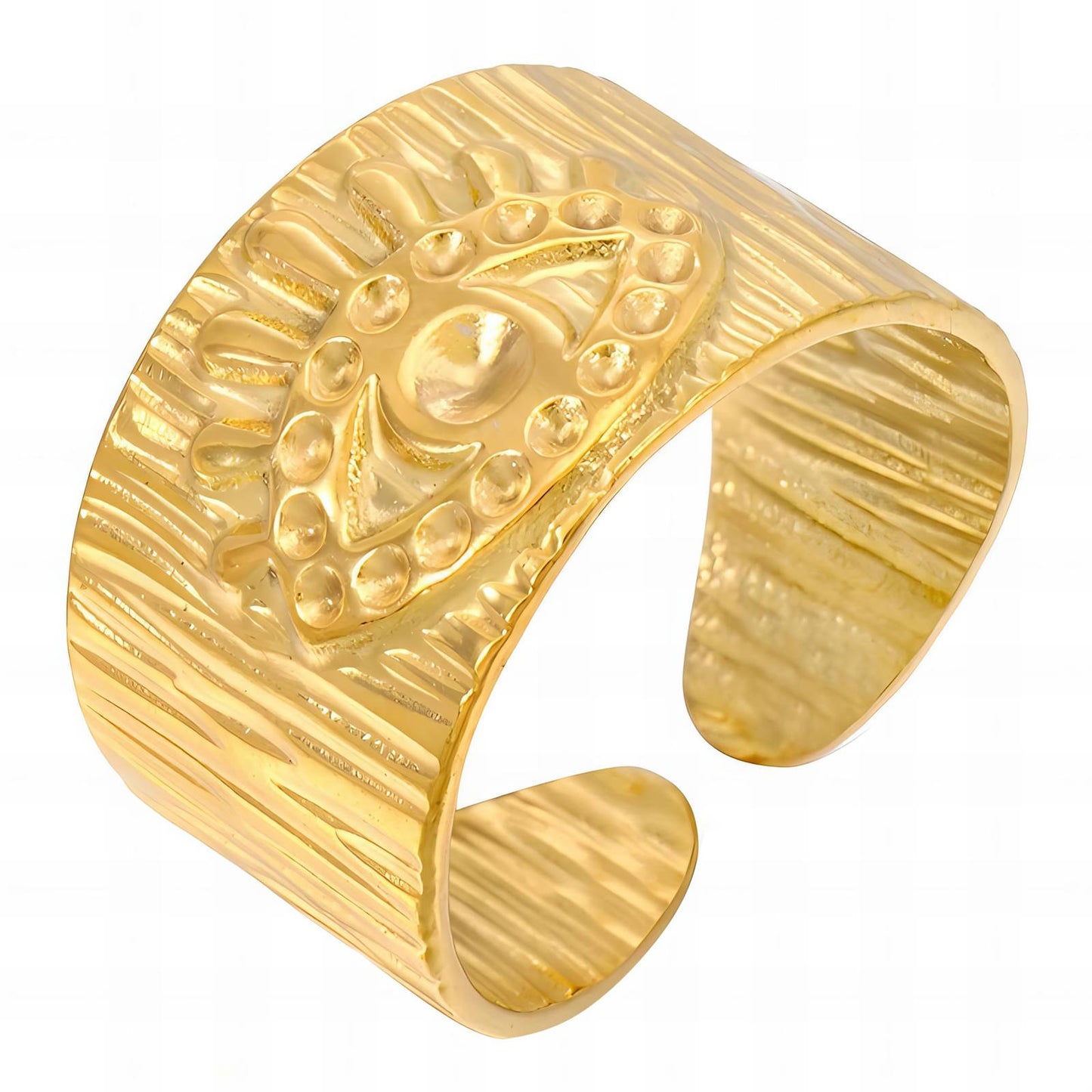 18K gold plated Stainless steel Evil Eye finger ring, Intensity 87102-0