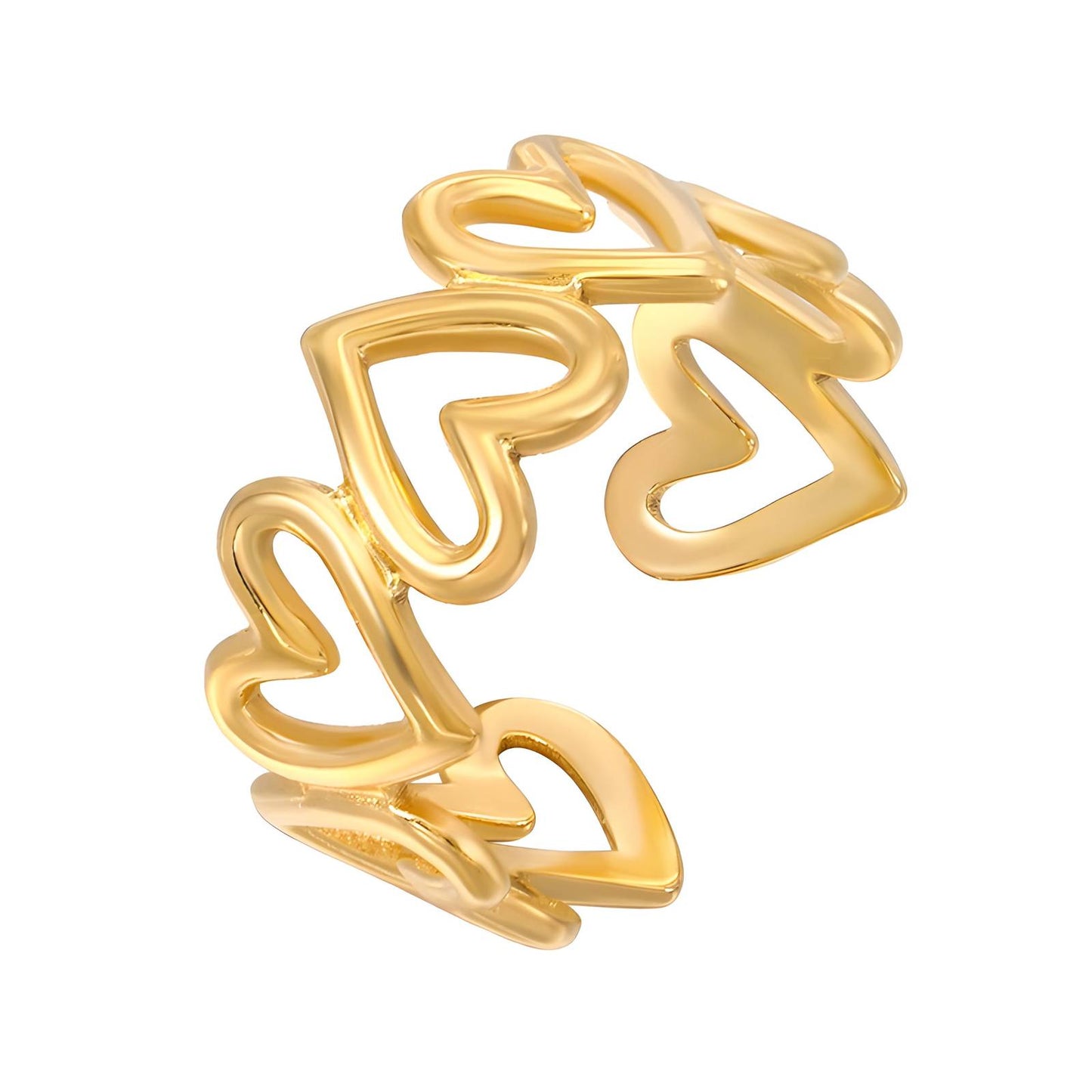 18K gold plated Stainless steel Hearts finger ring, Intensity 87117-0
