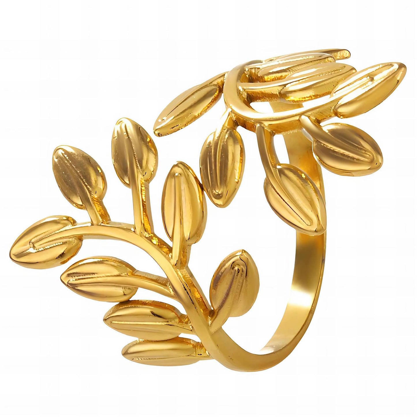 18K gold plated Stainless steel Leafs finger ring, Intensity 87608-0