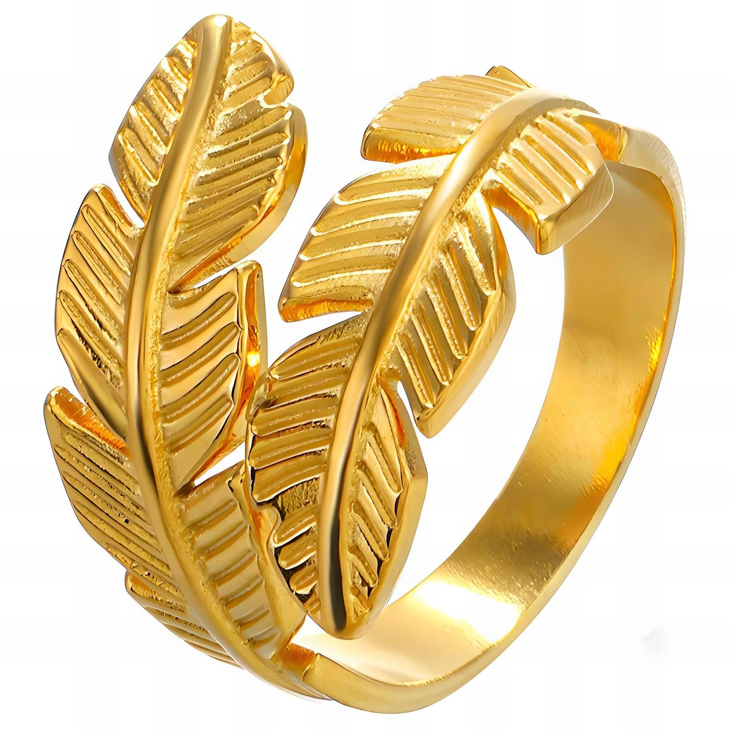 18K gold plated Stainless steel Leafs finger ring, Intensity 87628-0