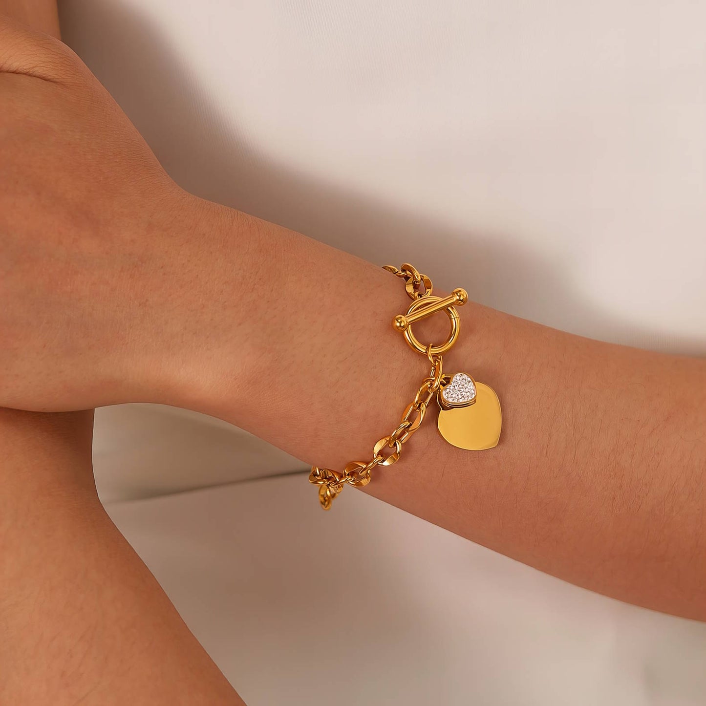 18K gold plated Stainless steel Hearts bracelet, Intensity 87722-0