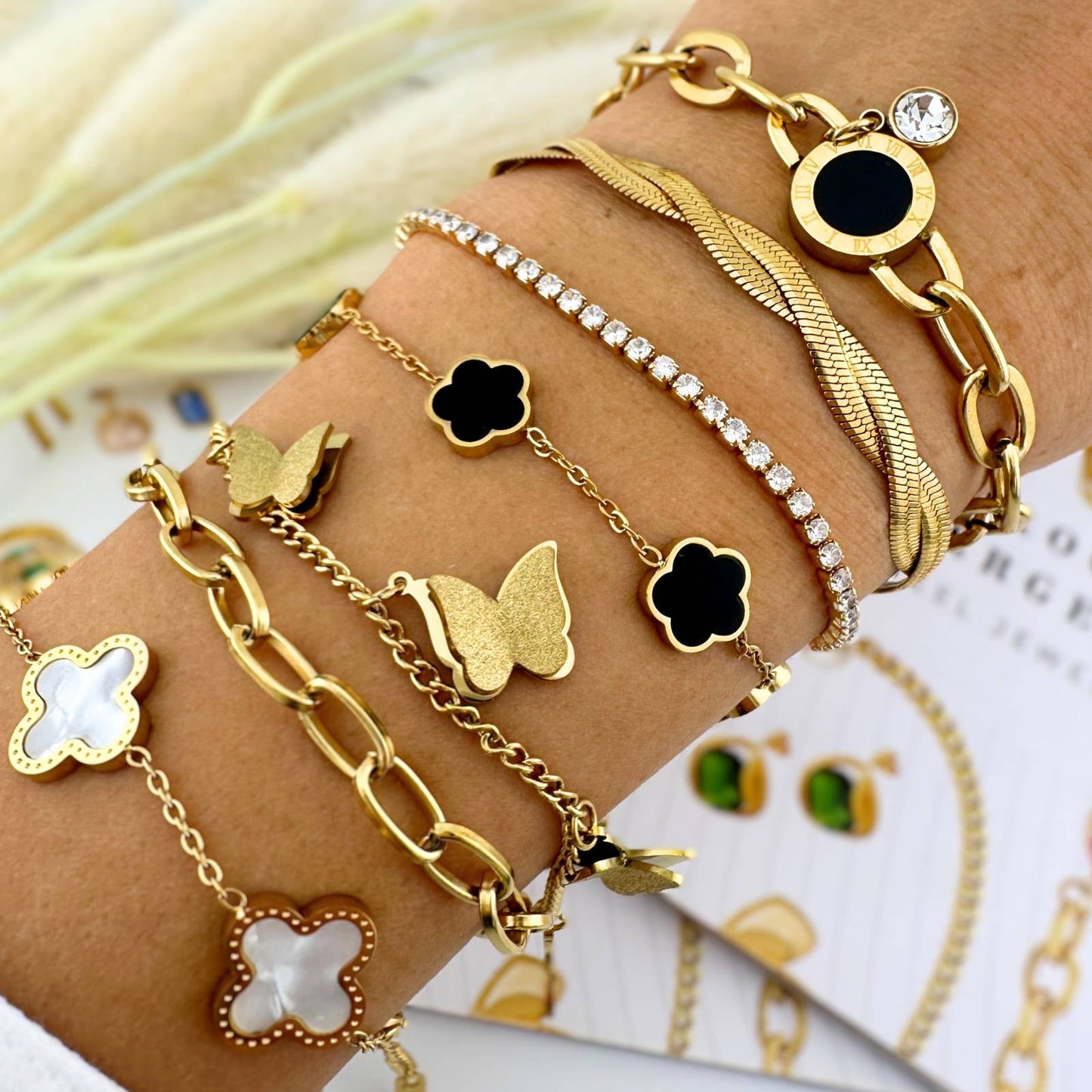 18K gold plated Stainless steel Butterflies bracelet, Intensity 87295-0