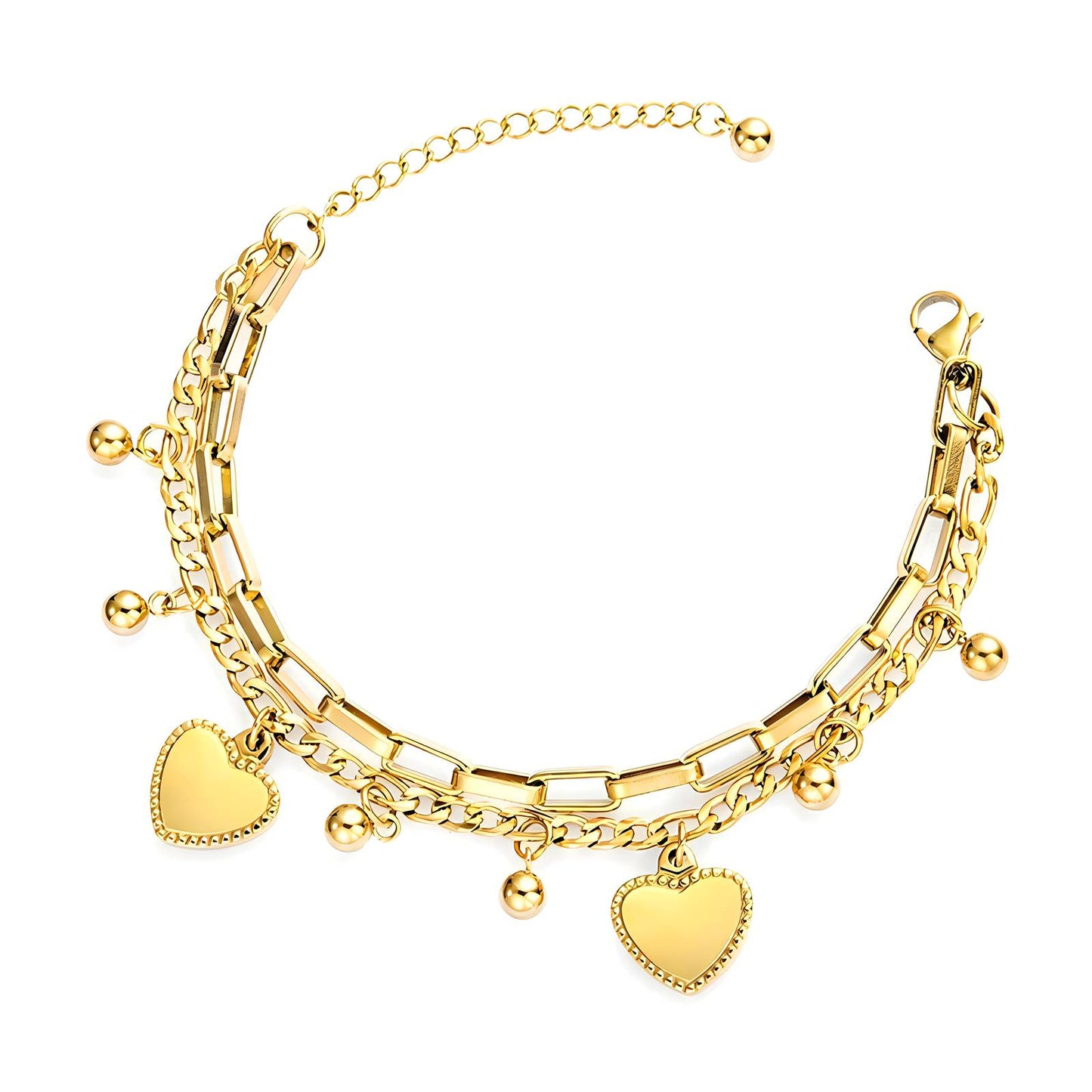 18K gold plated Stainless steel Hearts bracelet, Intensity 87782-0