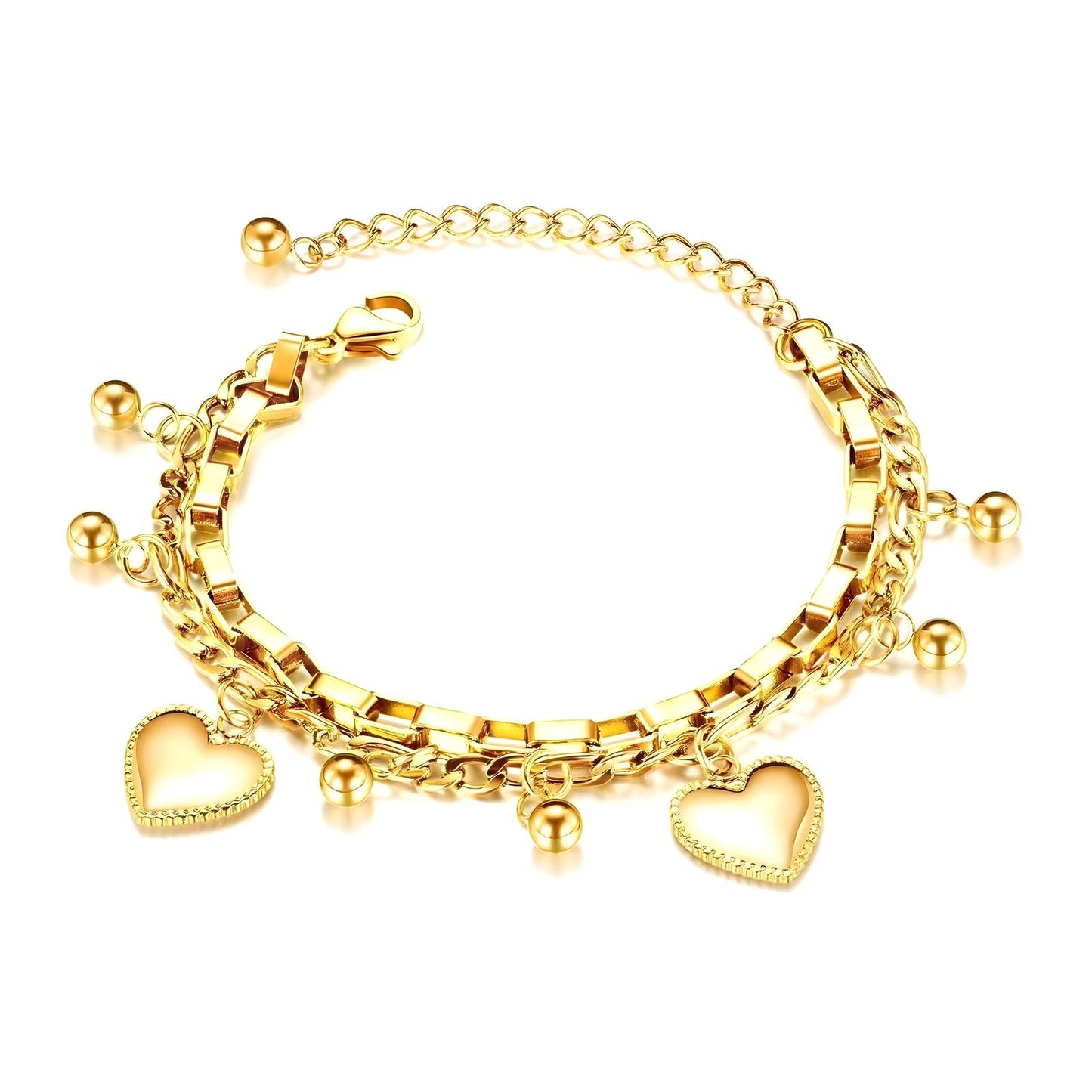 18K gold plated Stainless steel Hearts bracelet, Intensity 87782-0