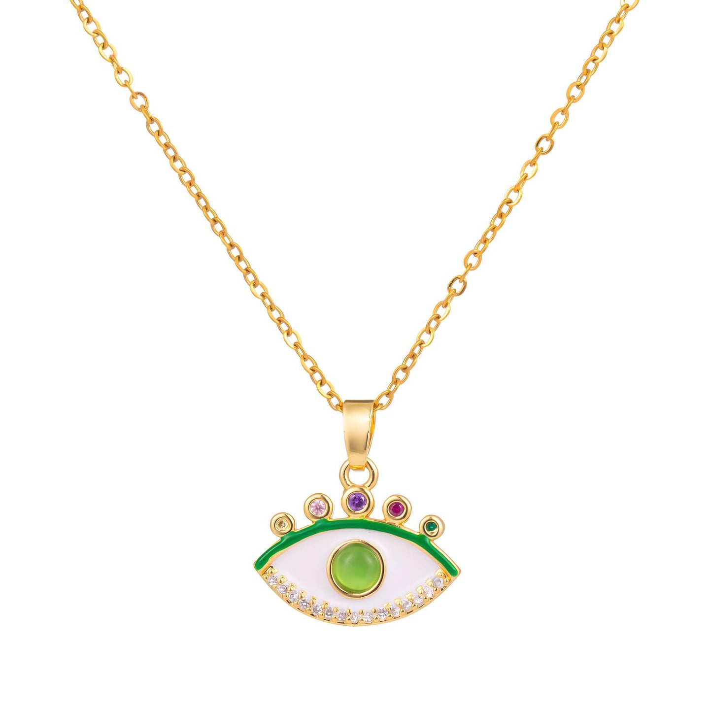 18K gold plated Stainless steel Evil Eye necklace, Intensity 87888-0