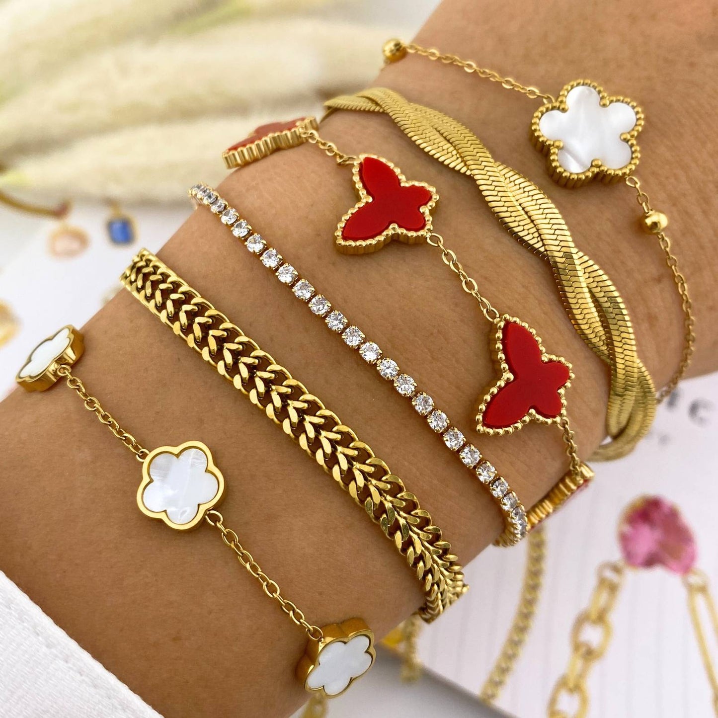 18K gold plated Stainless steel Flower bracelet, Intensity 87917-0