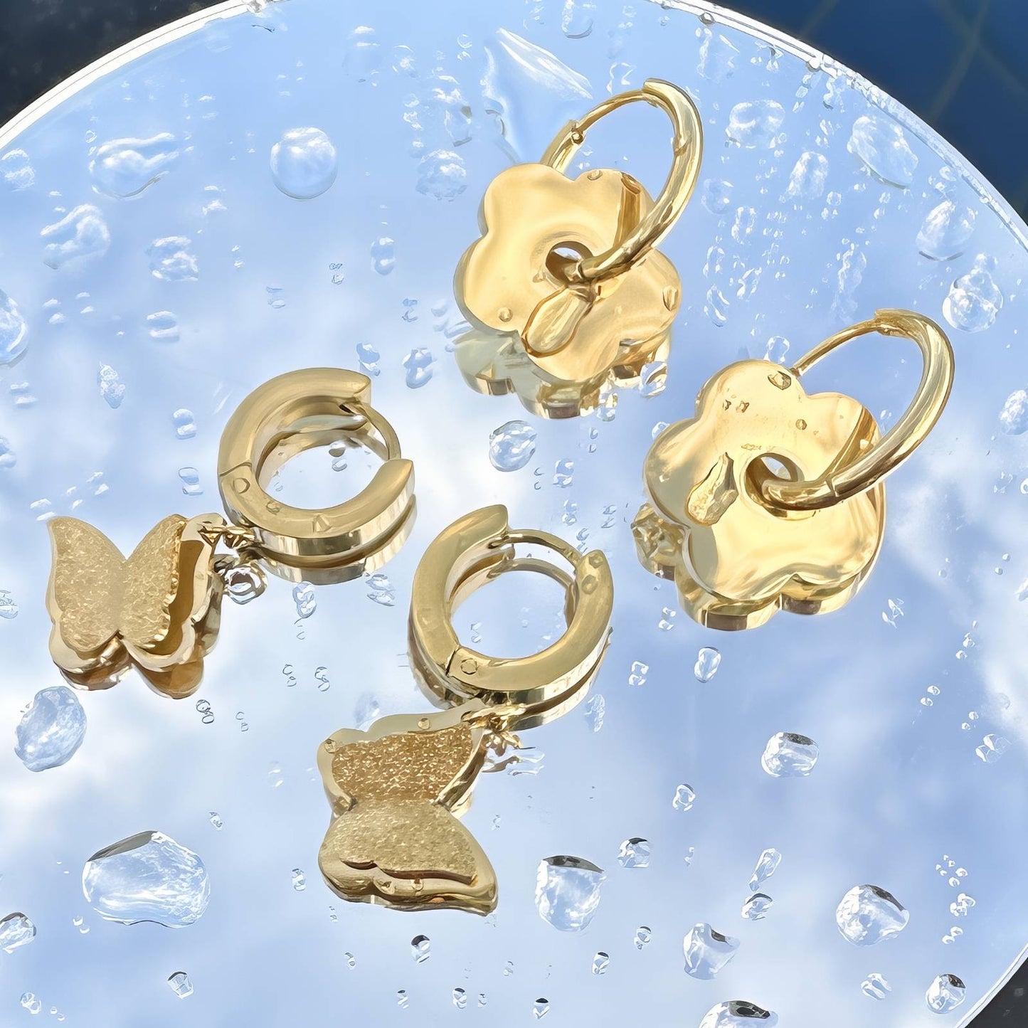 18K gold plated Stainless steel Butterflies earrings, Intensity 87959-0