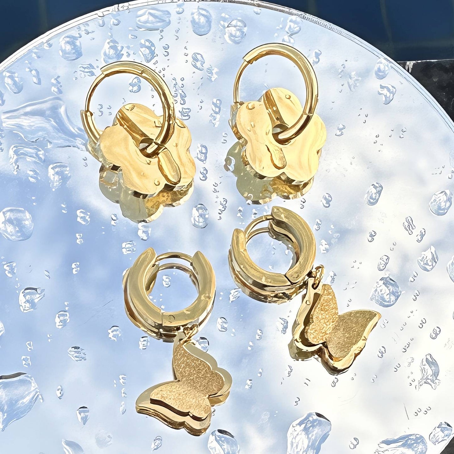 18K gold plated Stainless steel Butterflies earrings, Intensity 87959-0