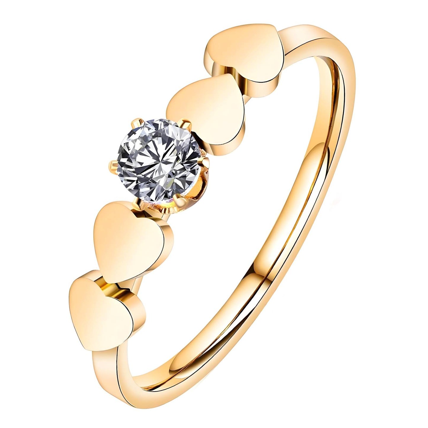 18K gold plated Stainless steel Hearts finger ring, Intensity 88135-0-7