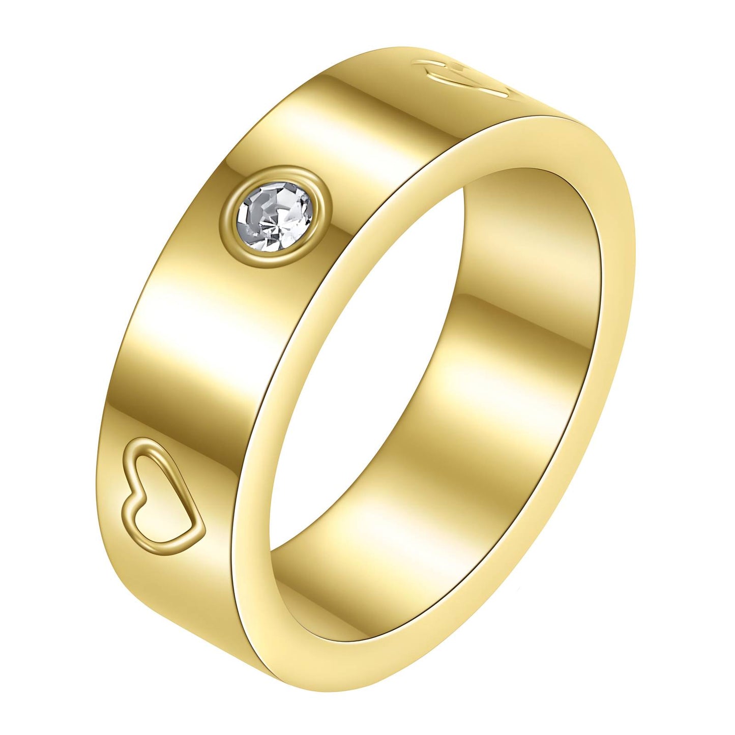 18K gold plated Stainless steel Hearts finger ring, Intensity 88171-0-9