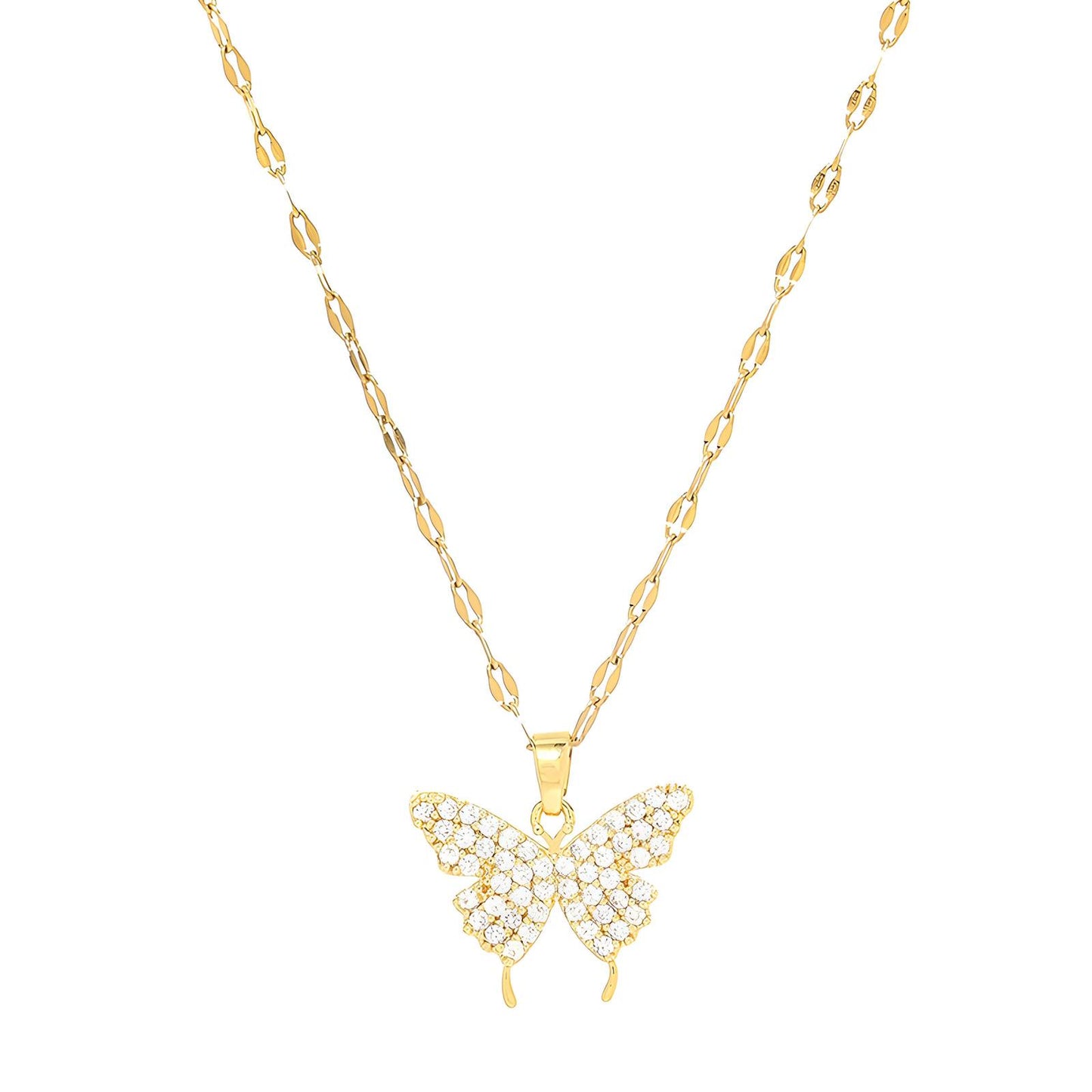 18K gold plated Stainless steel Butterfly necklace, Intensity 88250-0