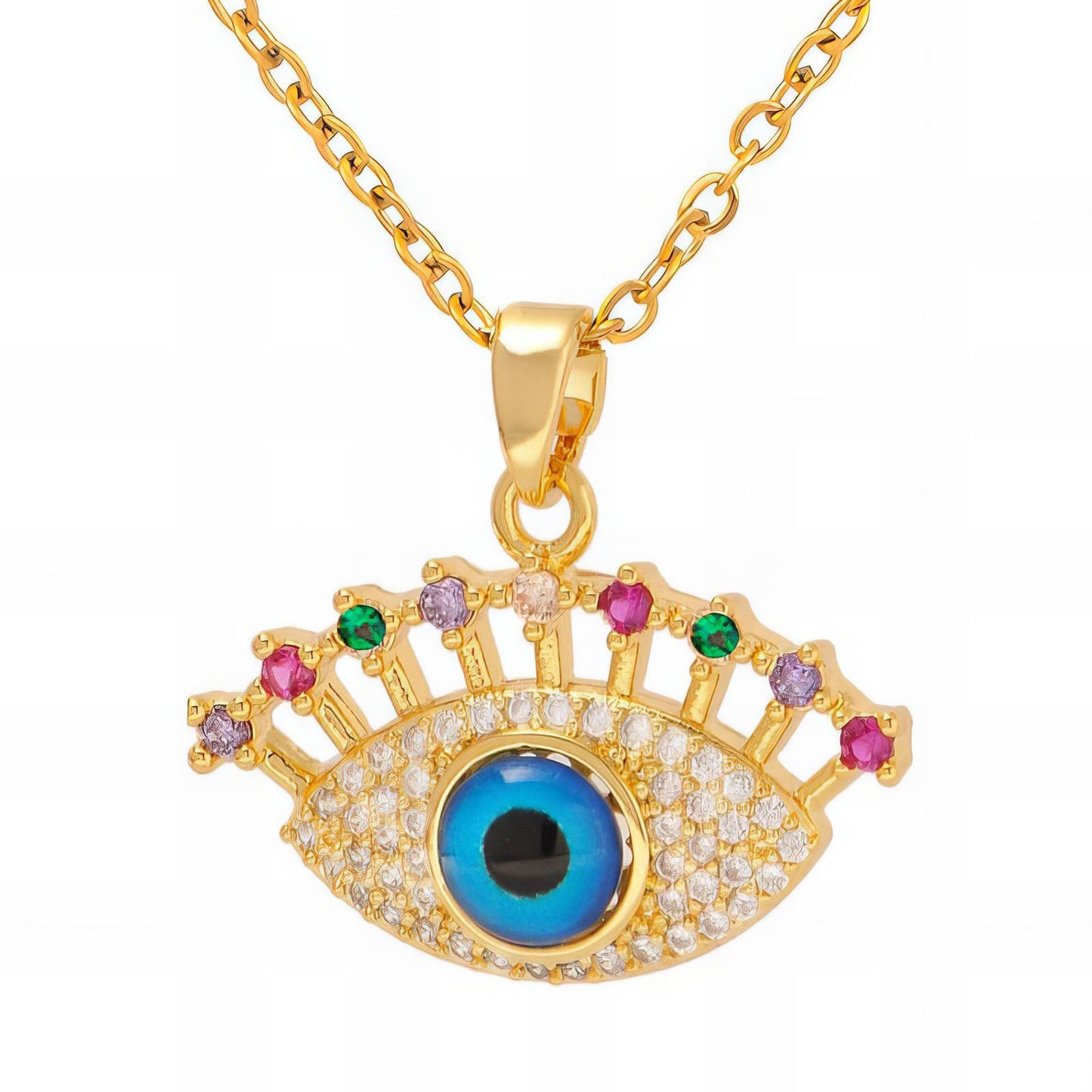 18K gold plated Stainless steel Evil Eye necklace, Intensity 88320-0