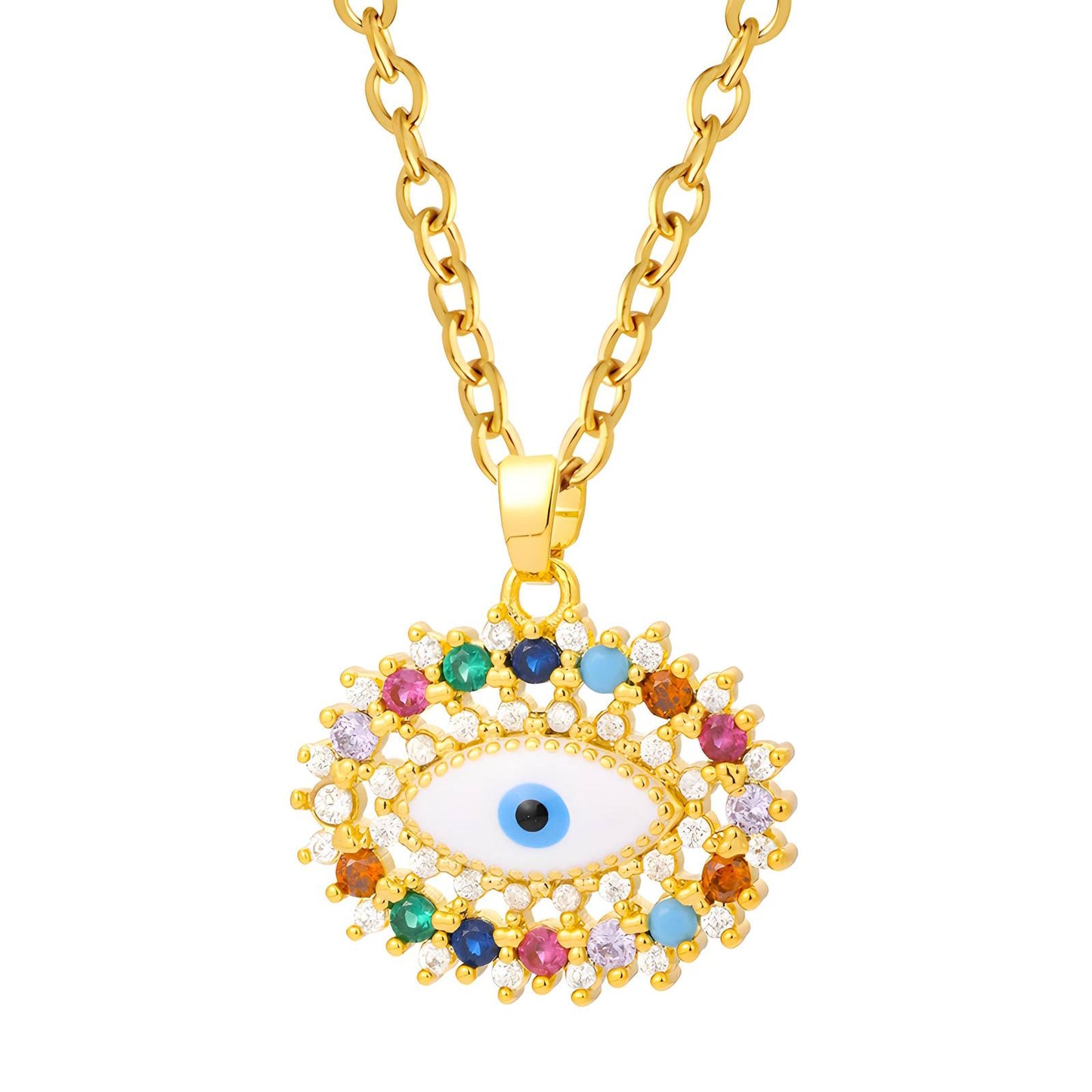 18K gold plated Stainless steel Evil Eye necklace, Intensity 88322-0