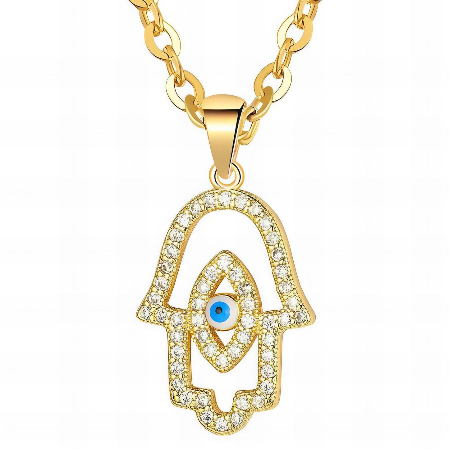 18K gold plated Stainless steel Evil Eye necklace, Intensity 88323-0