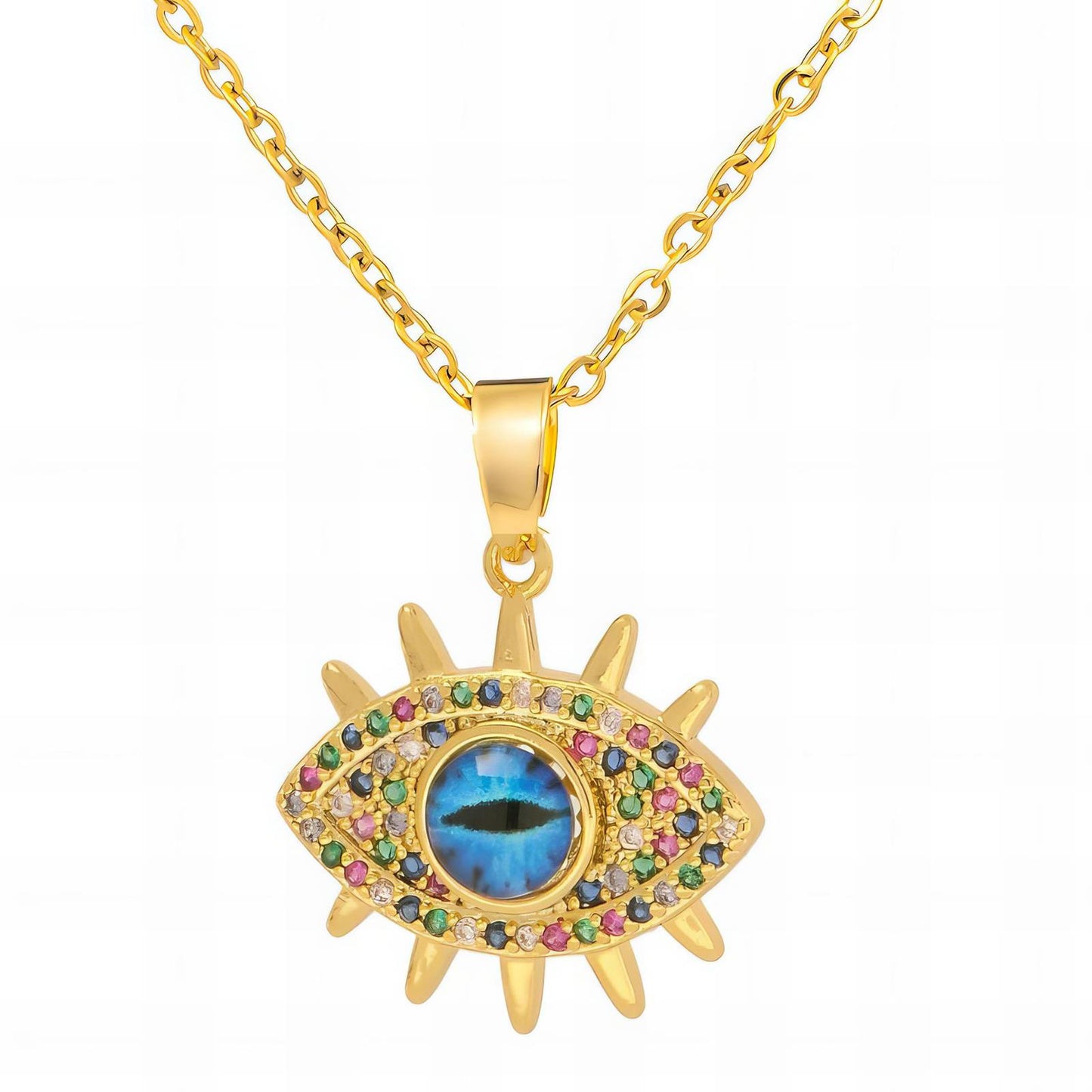 18K gold plated Stainless steel evil eye necklace, Intensity 88326-0