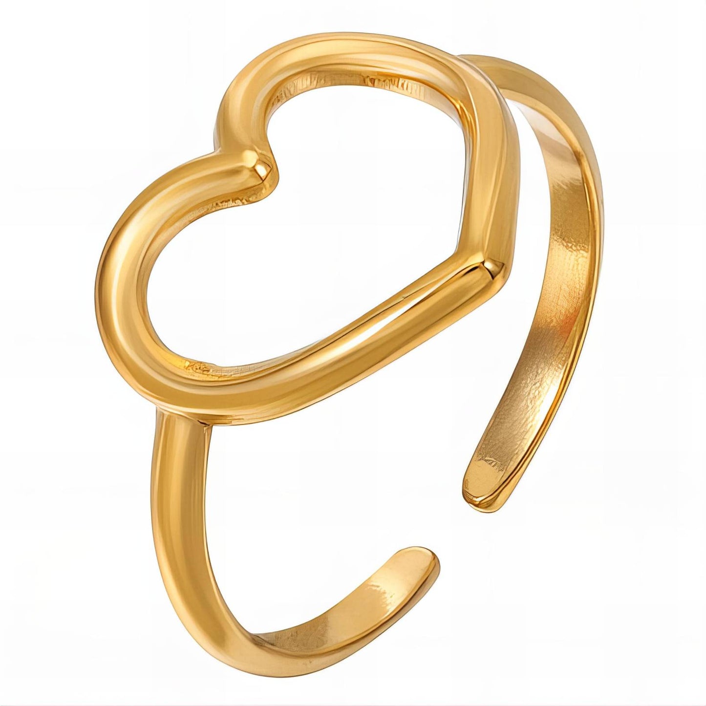 18K gold plated Stainless steel Heart finger ring, Intensity 88616-0