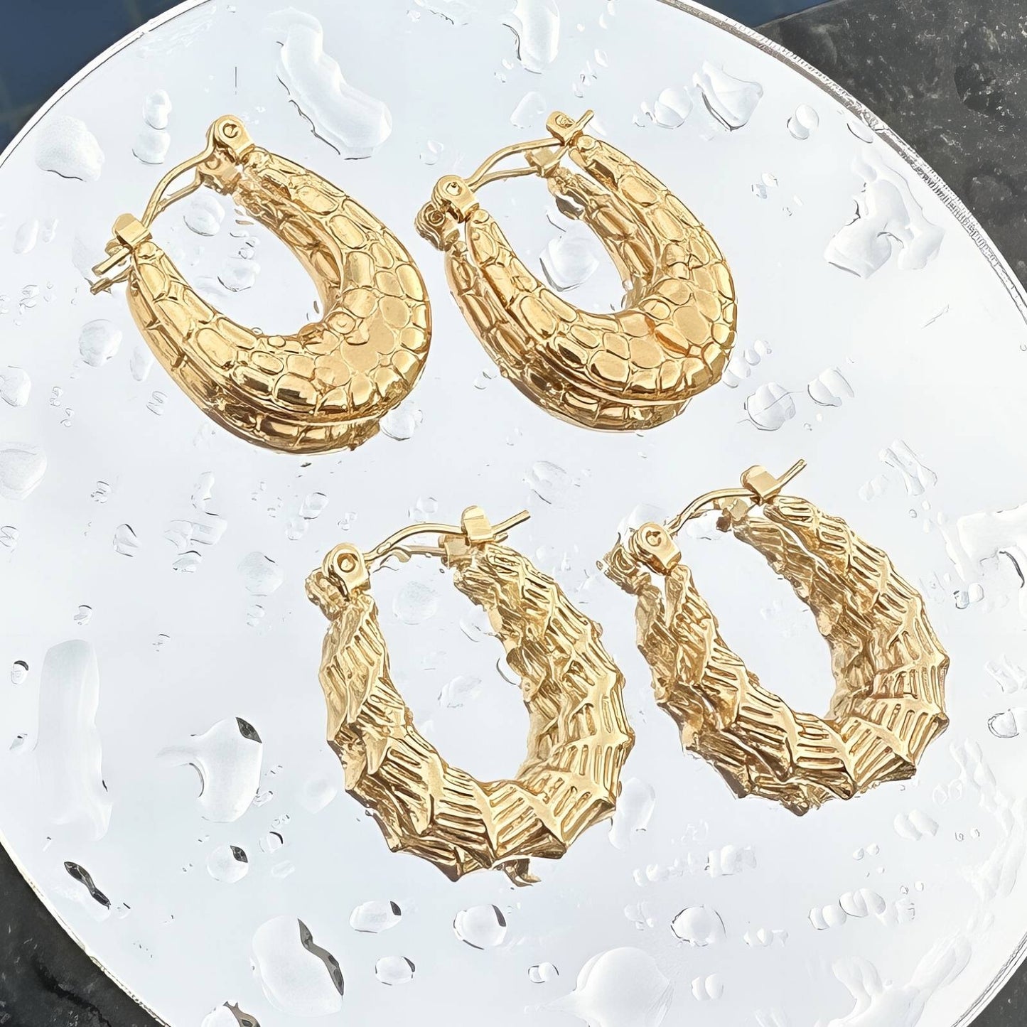 18K gold plated Stainless steel earrings, Intensity89324-0