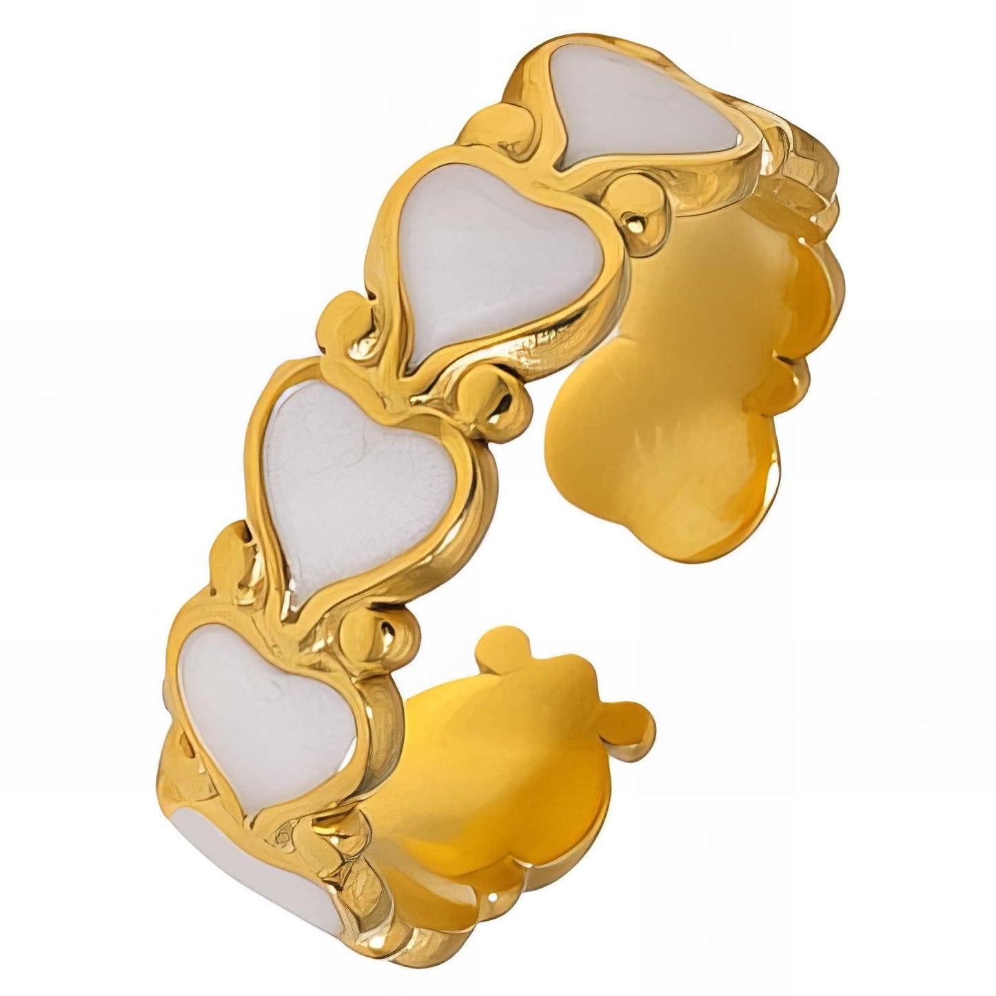 18K gold plated Stainless steel Hearts finger ring, Intensity 89410-0