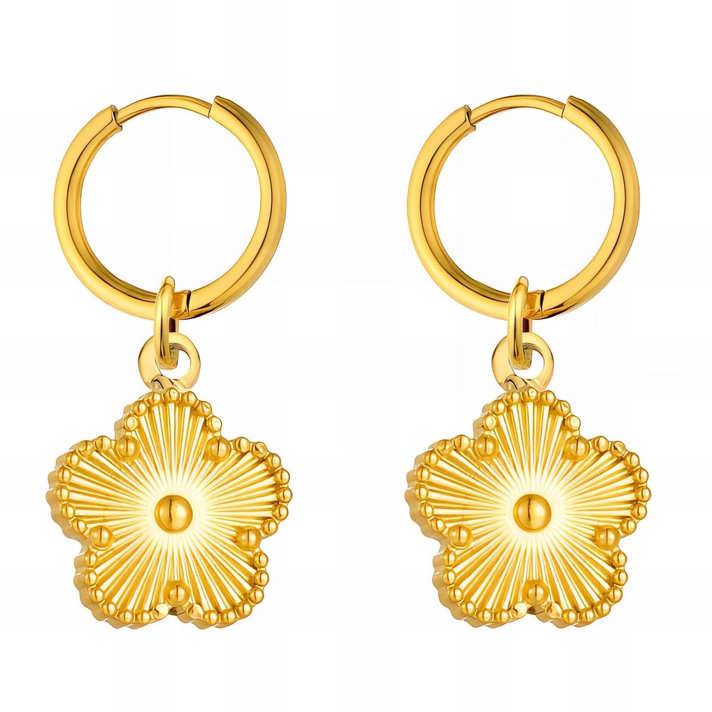 18K gold plated Stainless steel Flower earrings, Intensity 88022-0